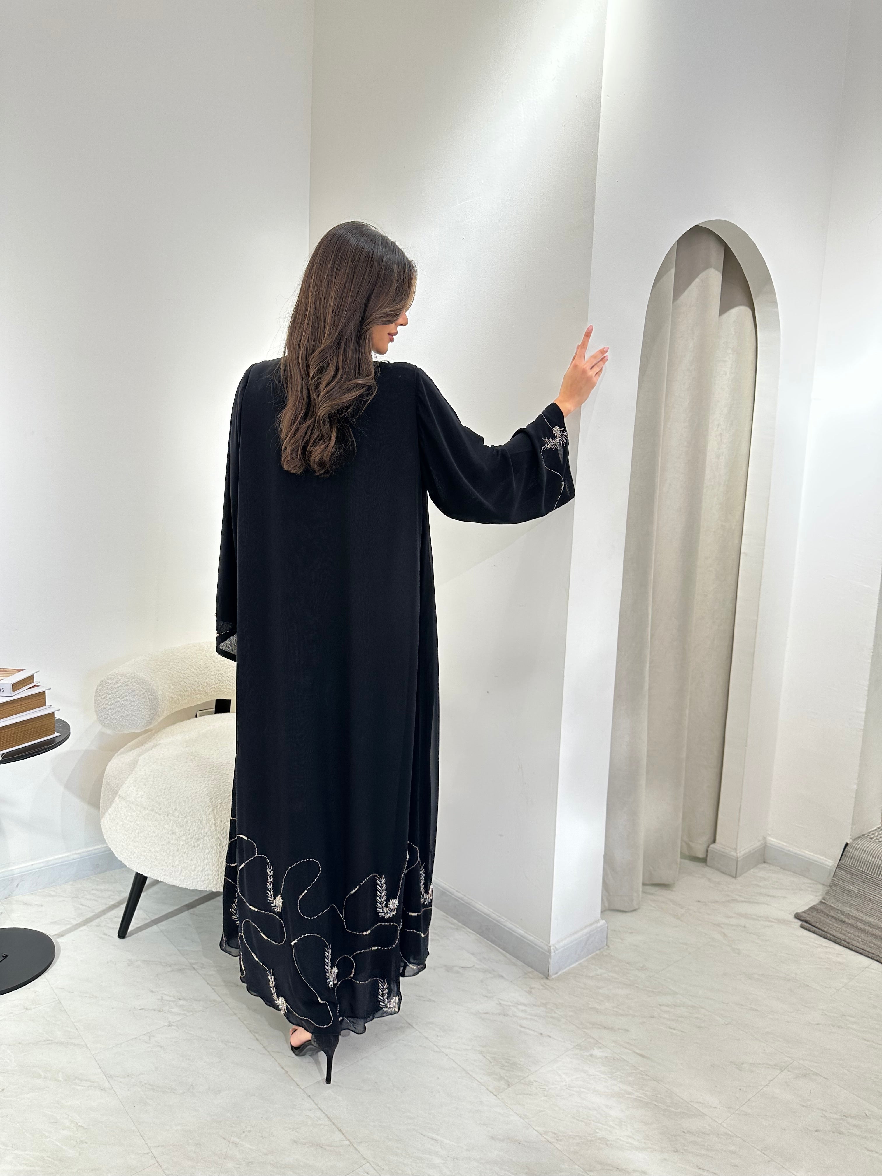 C RTW 0961 Black Beaded Abaya
