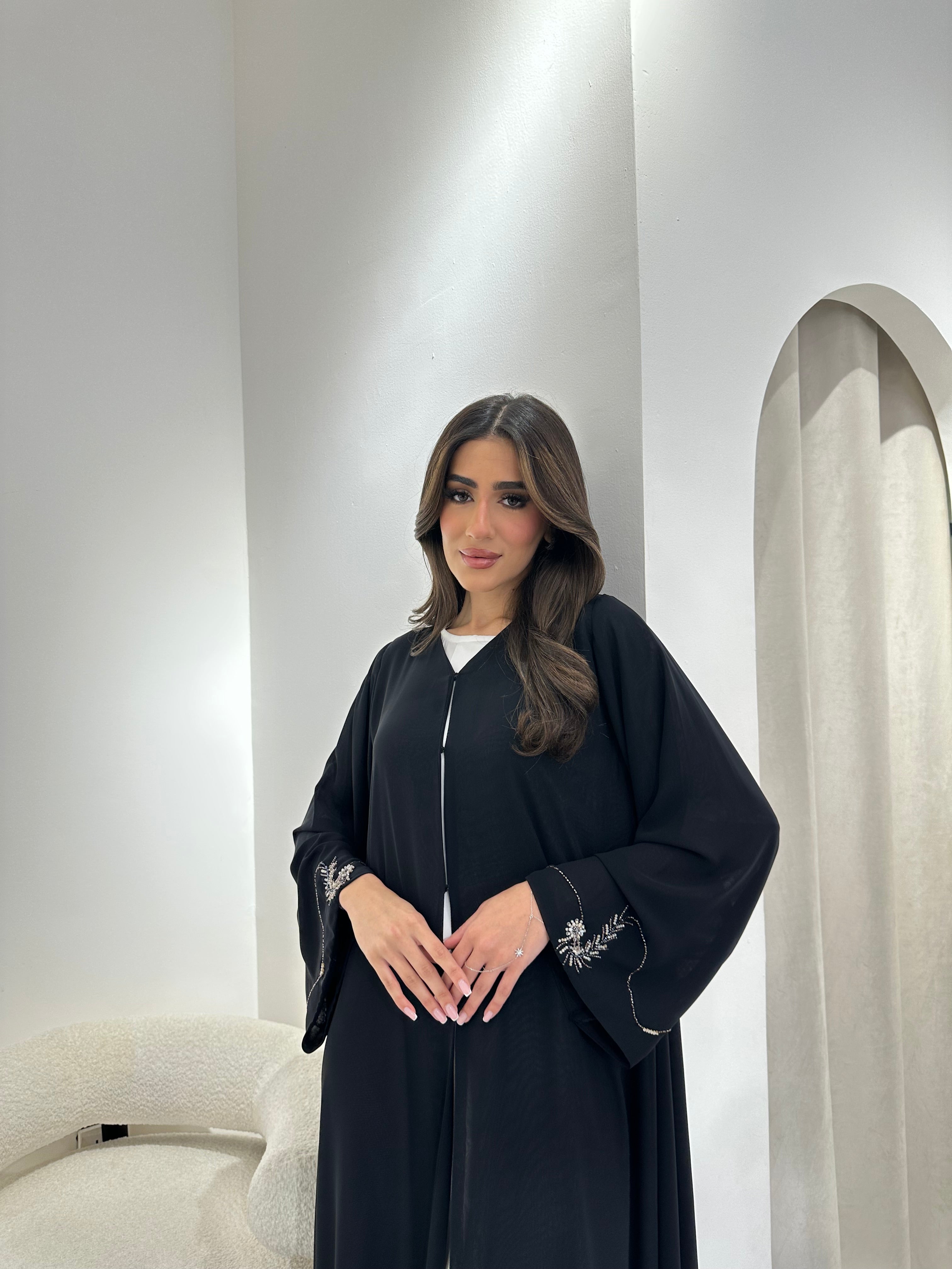C RTW 0961 Black Beaded Abaya