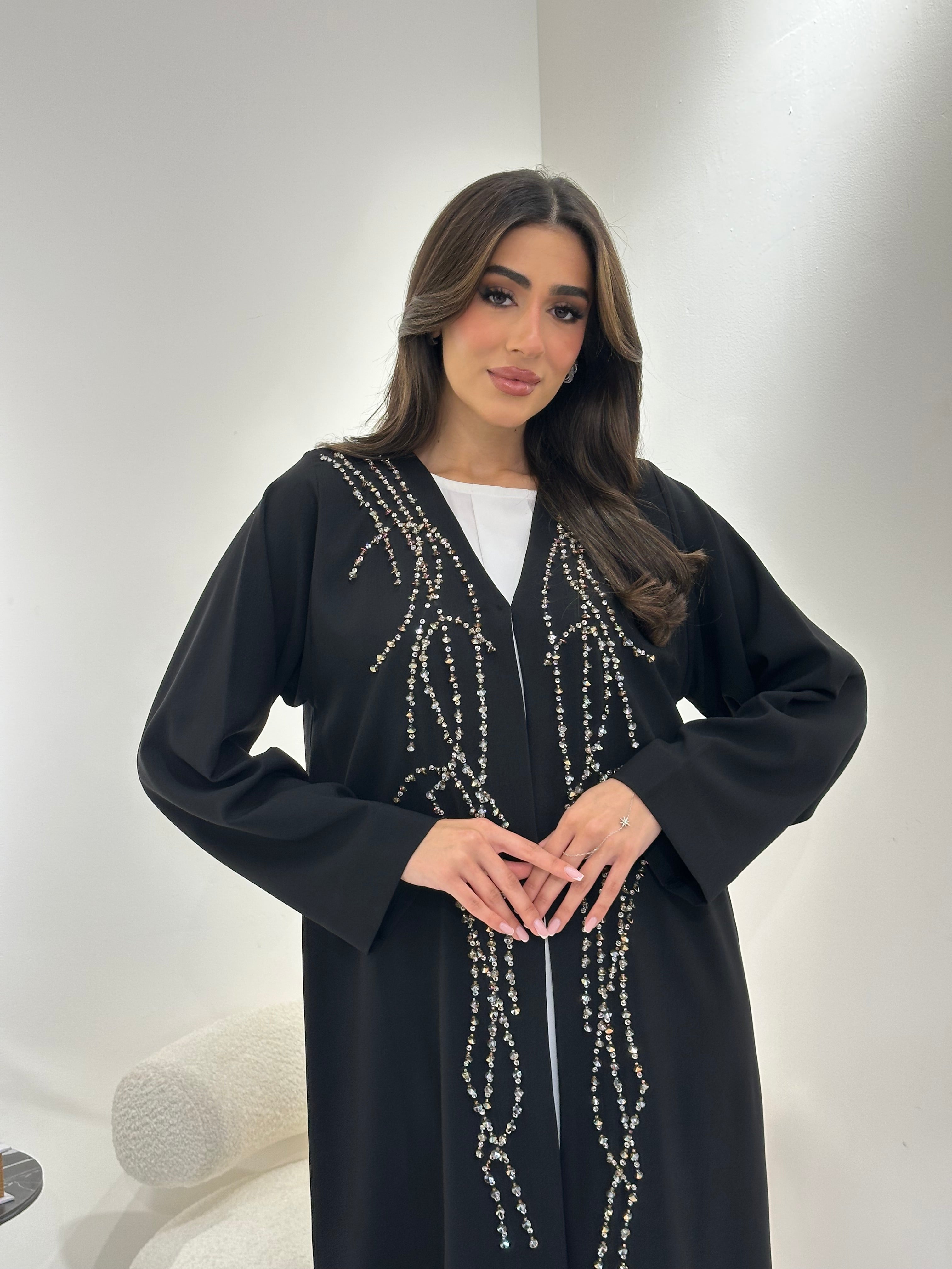 C 0962 Black Beaded Abaya