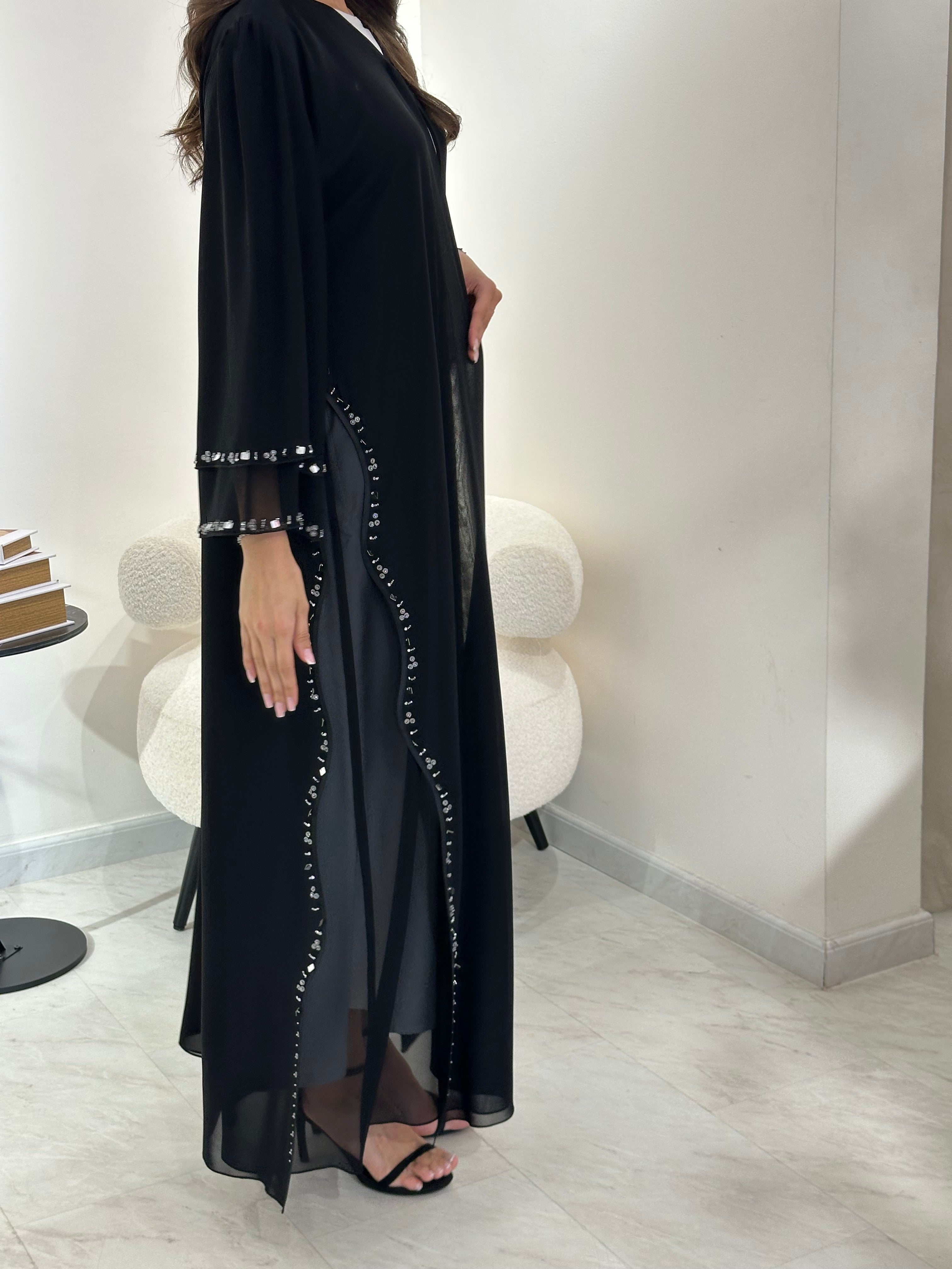 C 0963 Black Beaded Abaya