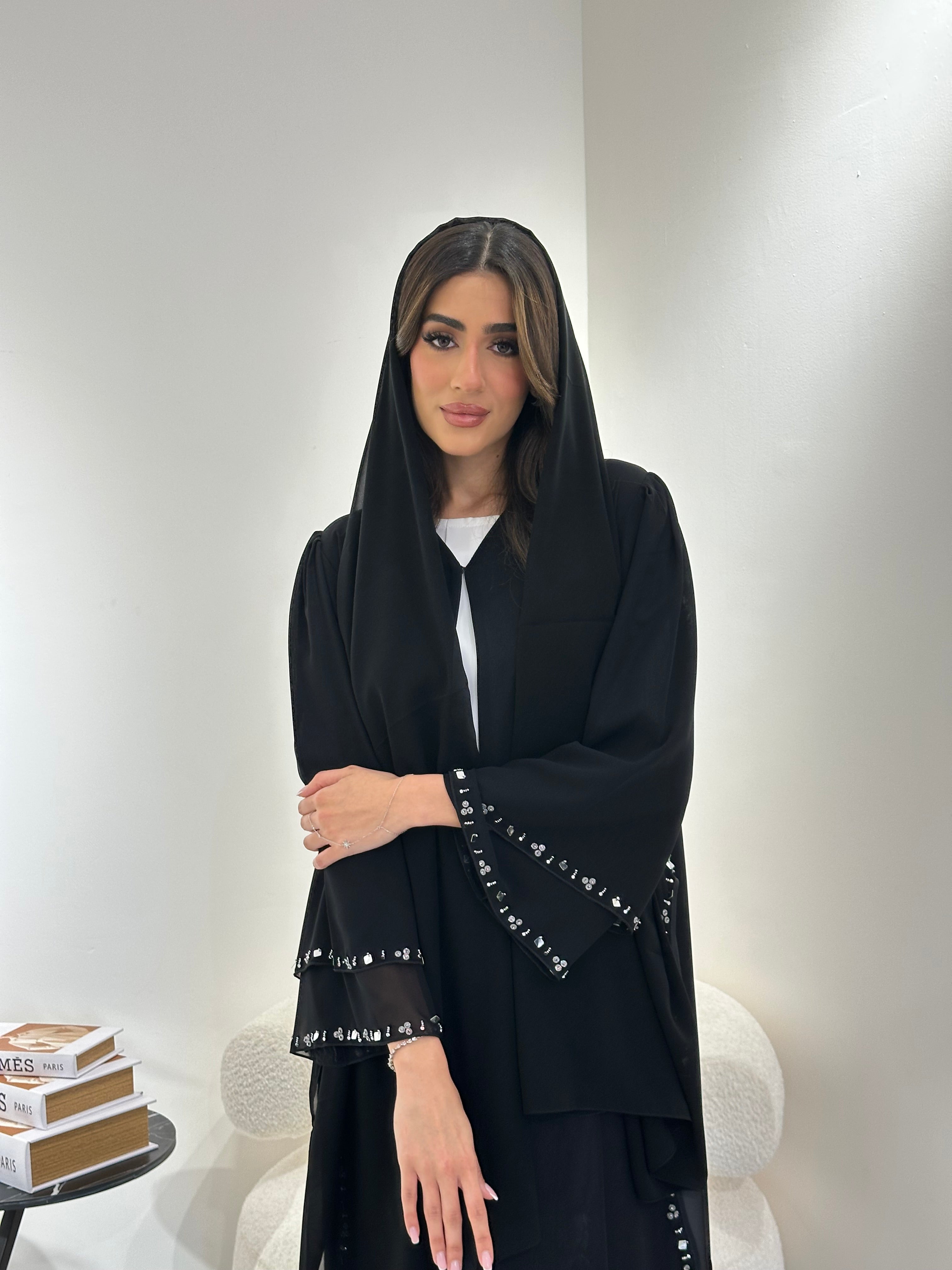 C 0963 Black Beaded Abaya