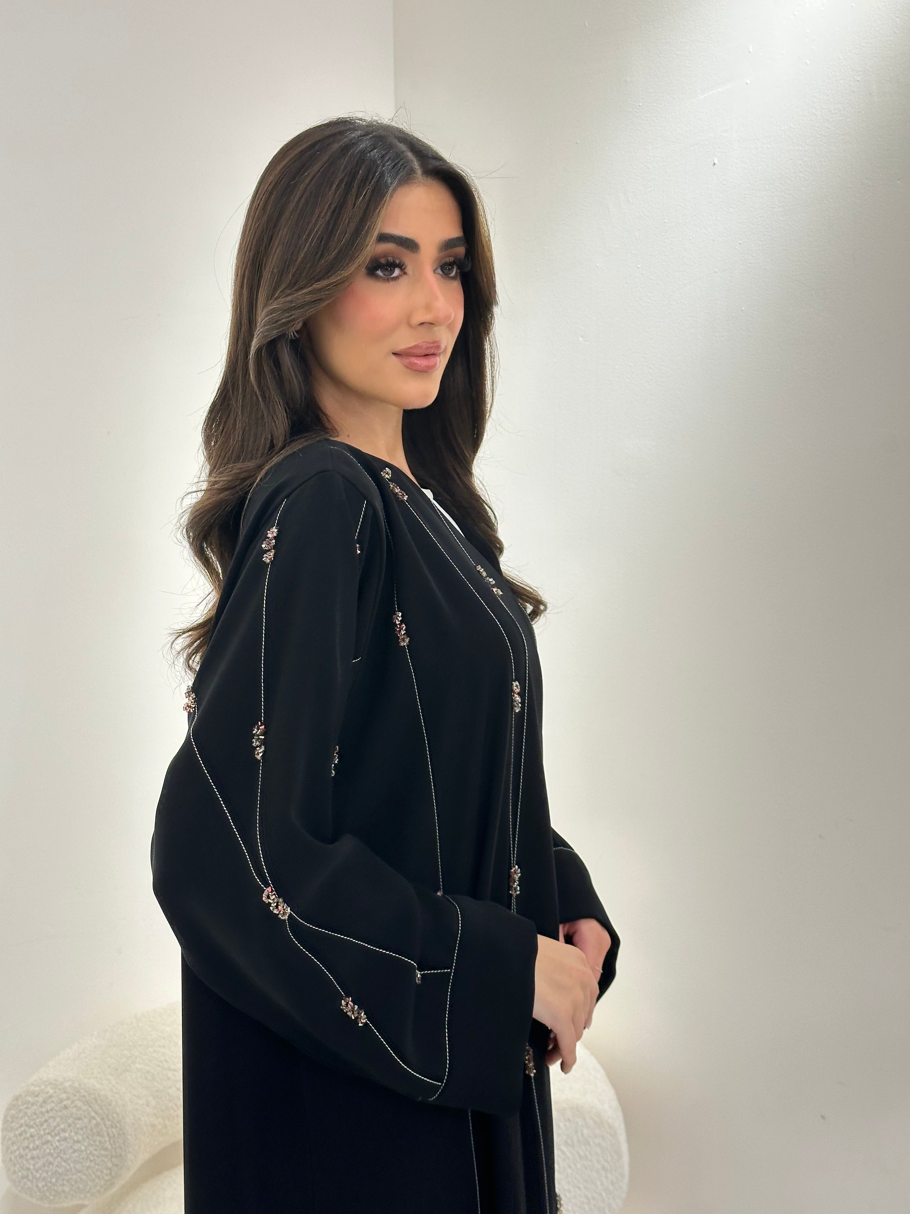 C 0965 Black Beaded Abaya