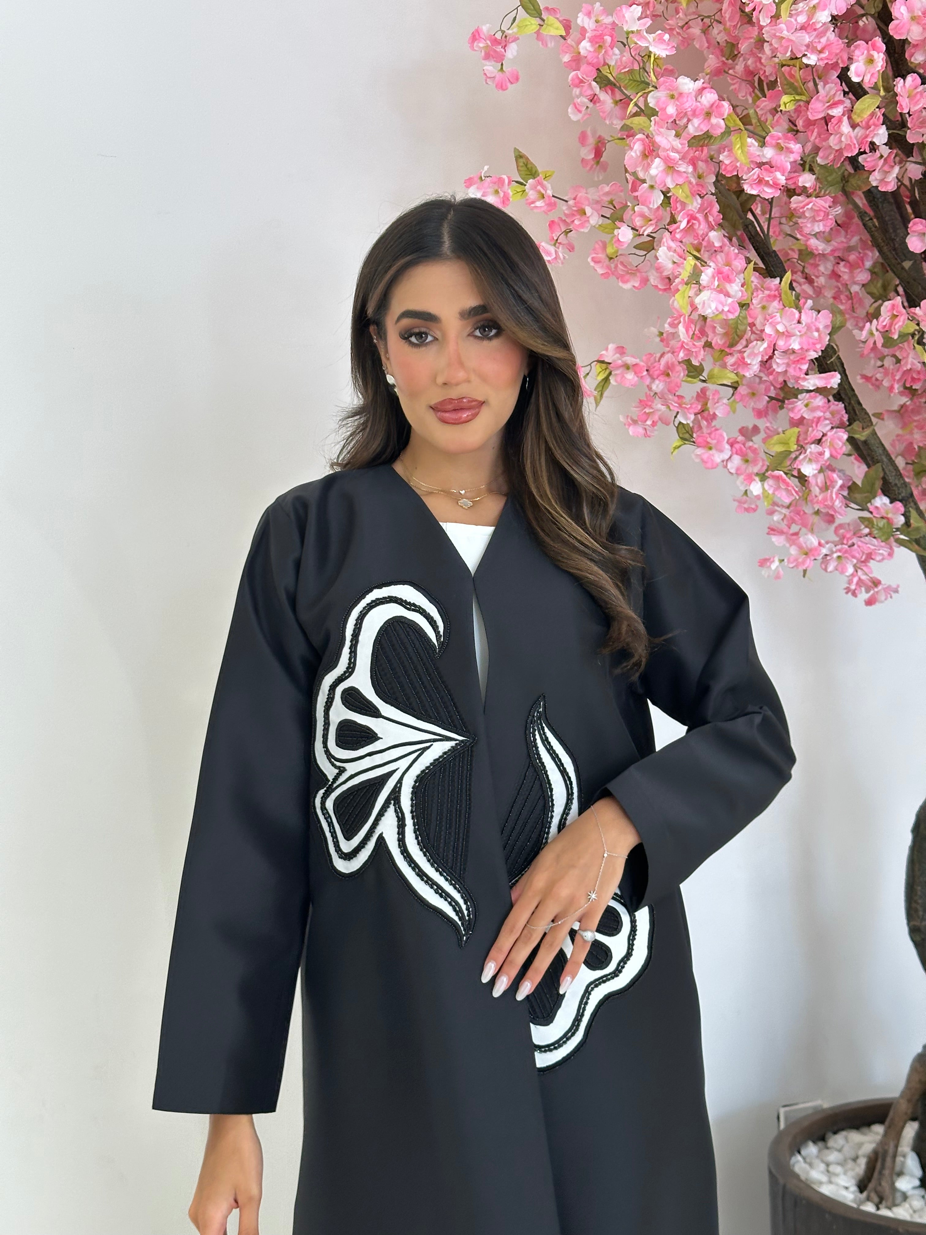 C 1241 Black Beaded Abaya