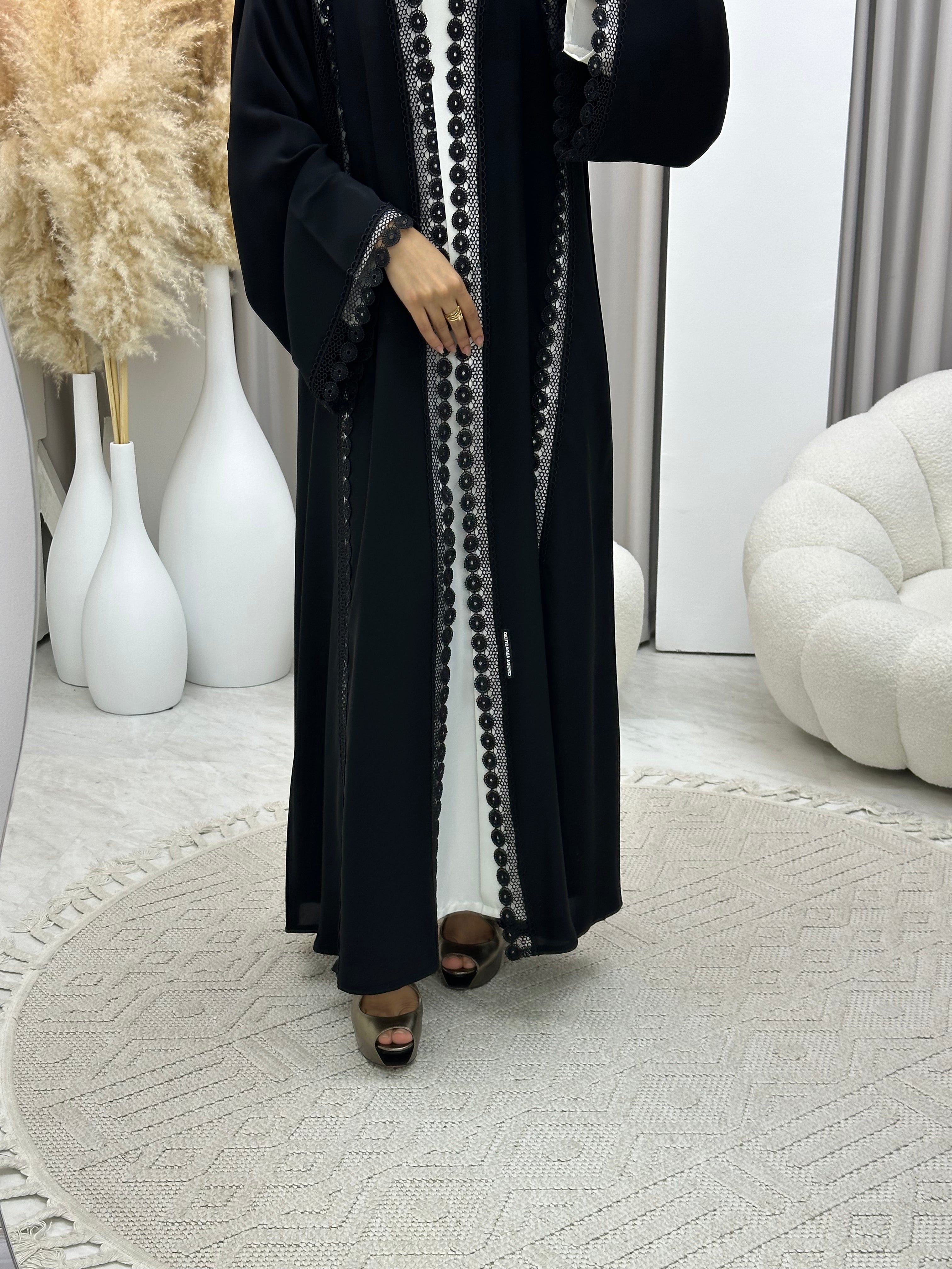 C 0459 Black Classic Lace Abaya