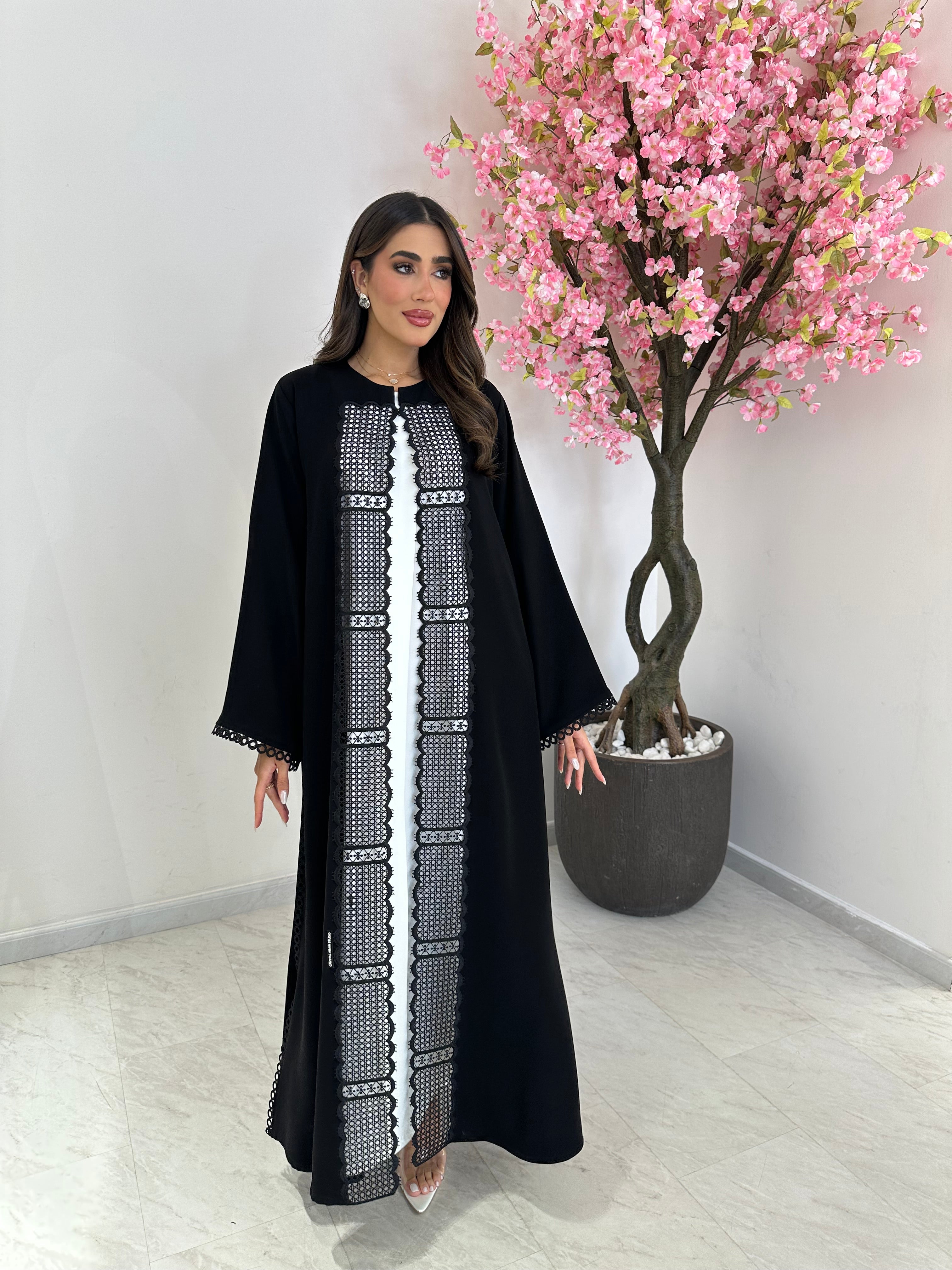 C 1243 Black Lace Abaya