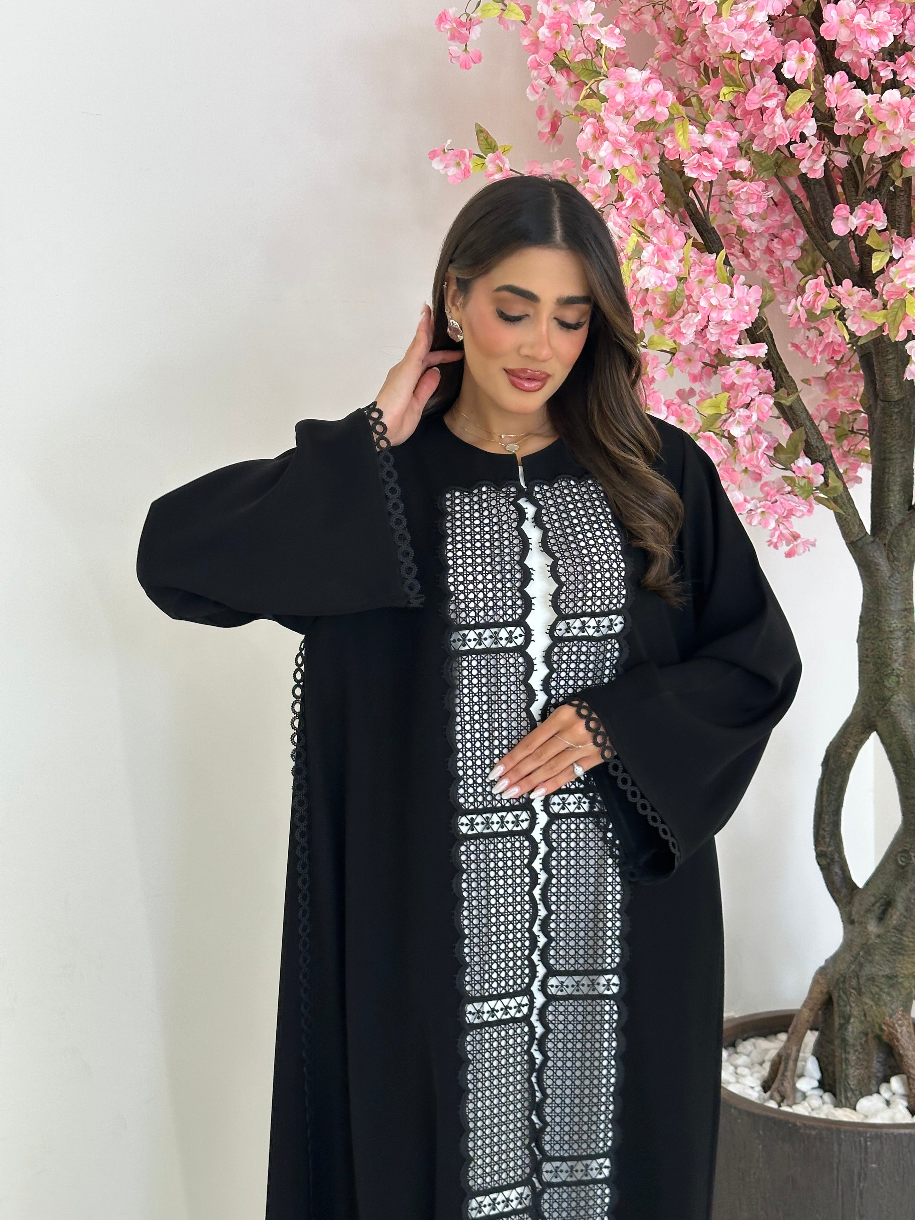 C 1243 Black Lace Abaya