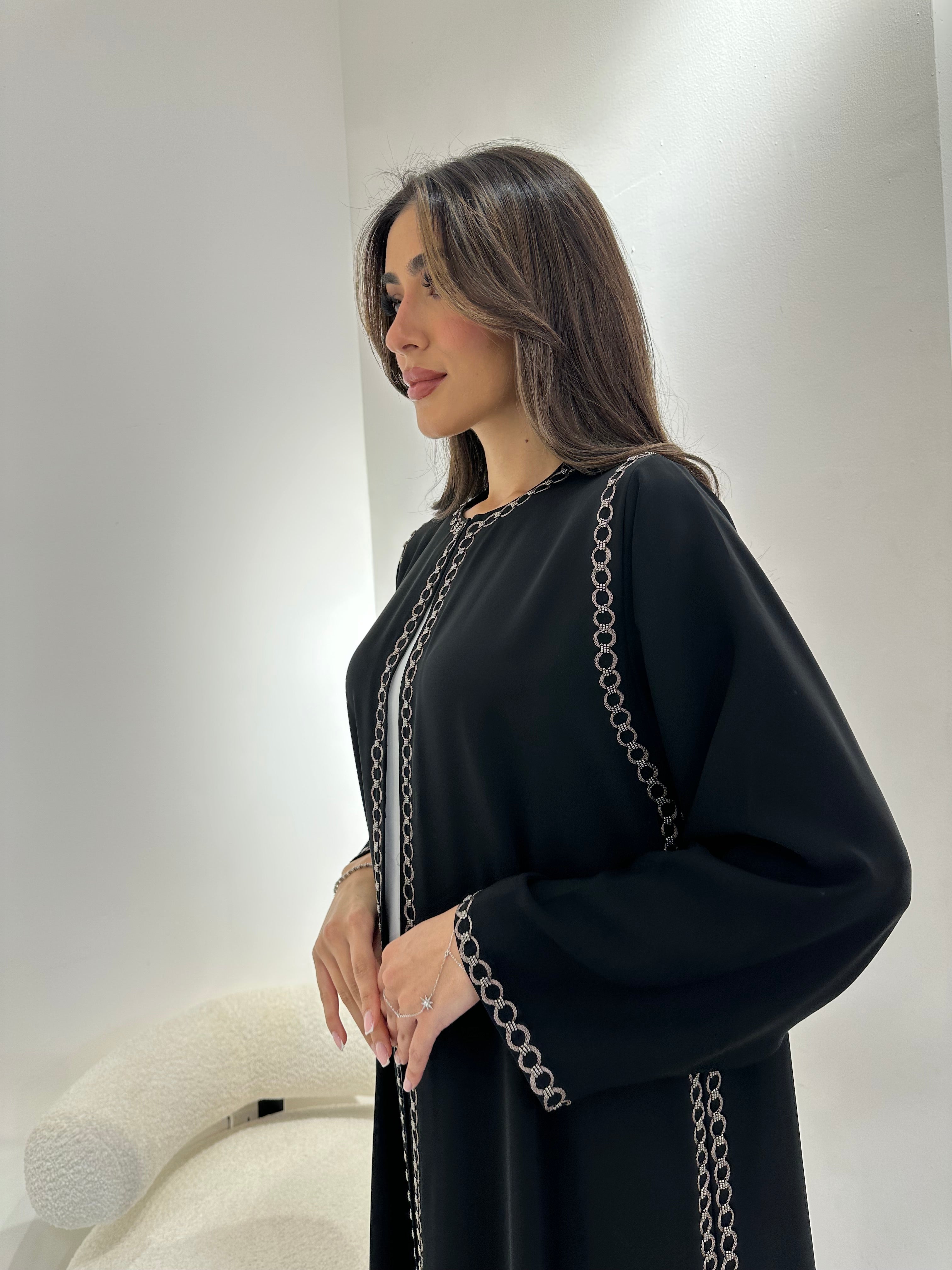 C 0968 Black Beaded Abaya