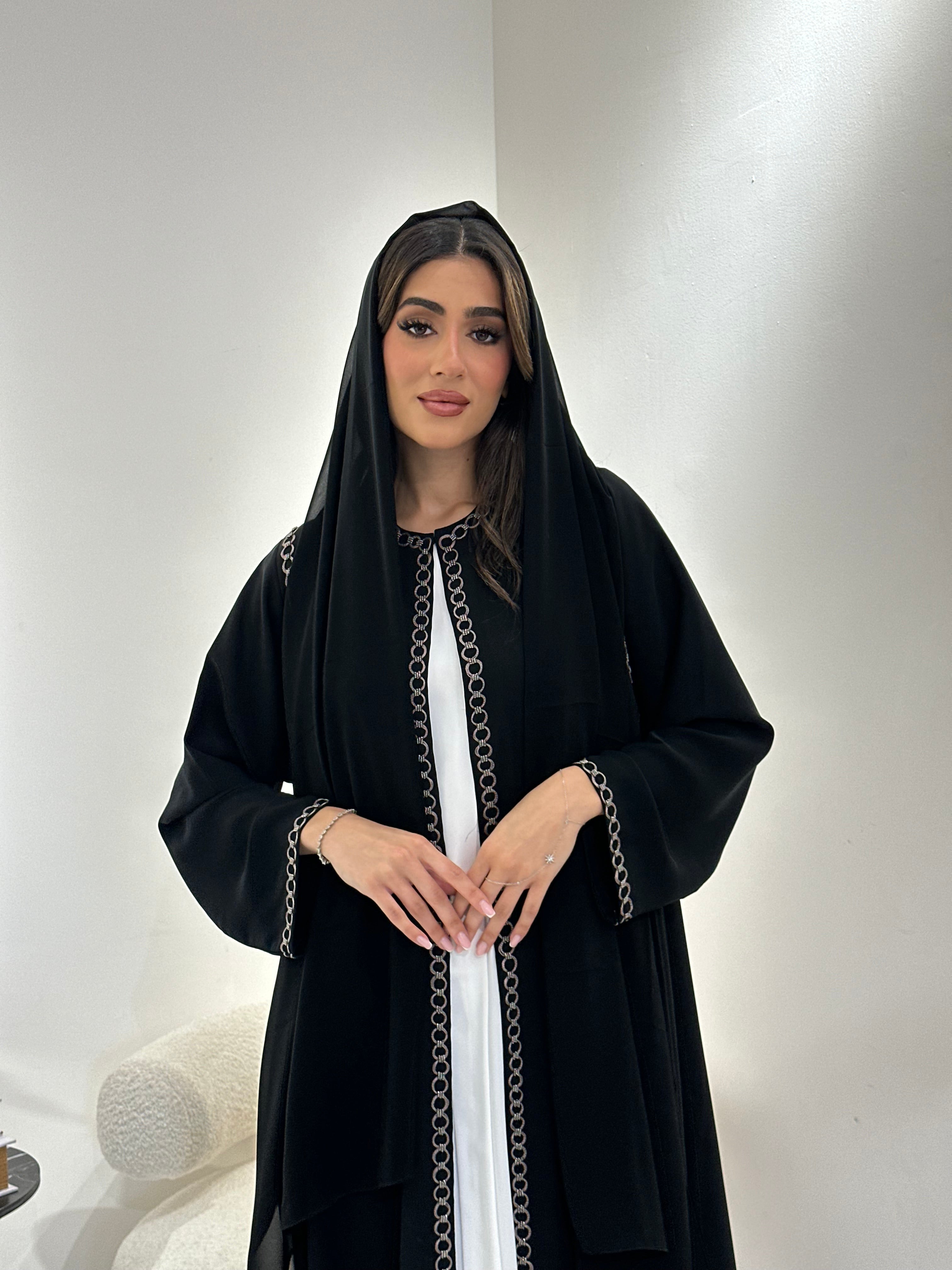 C 0968 Black Beaded Abaya