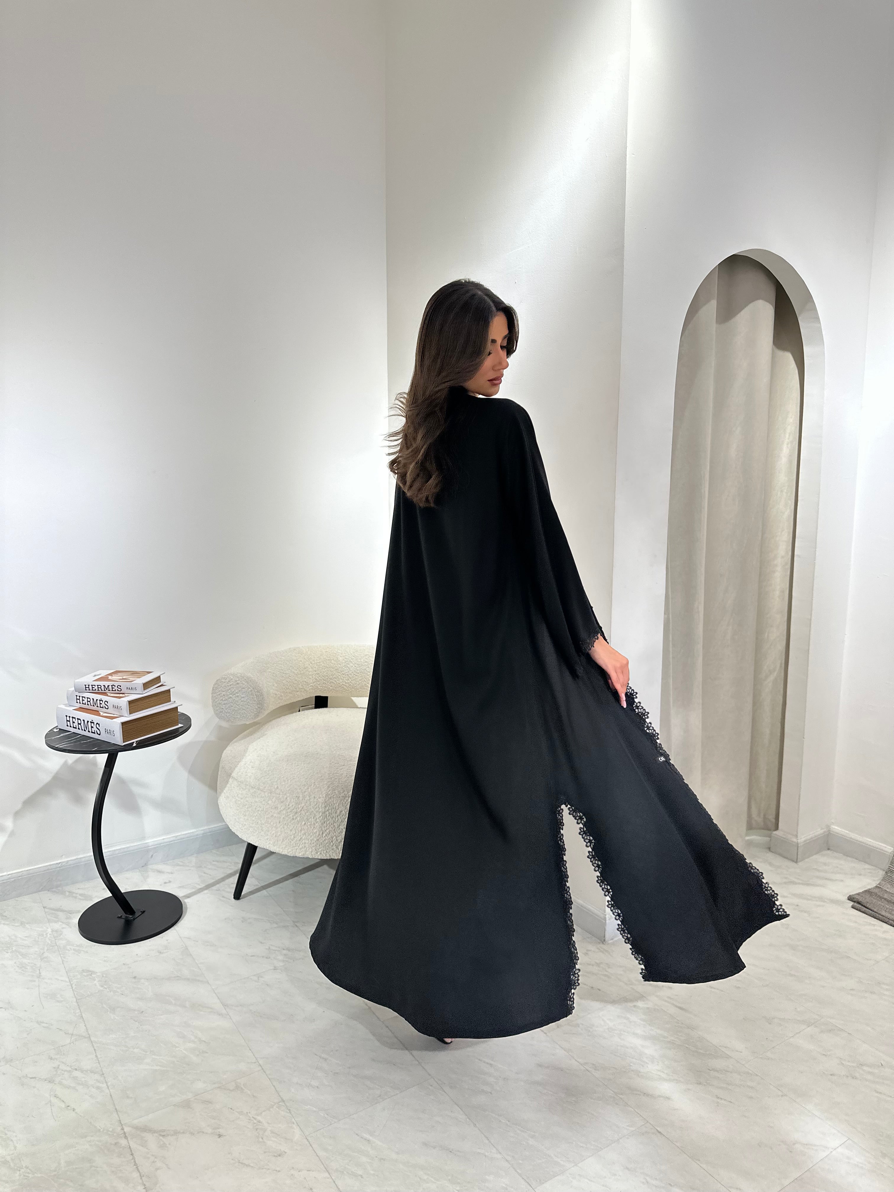 C 0970 Black Lace Abaya