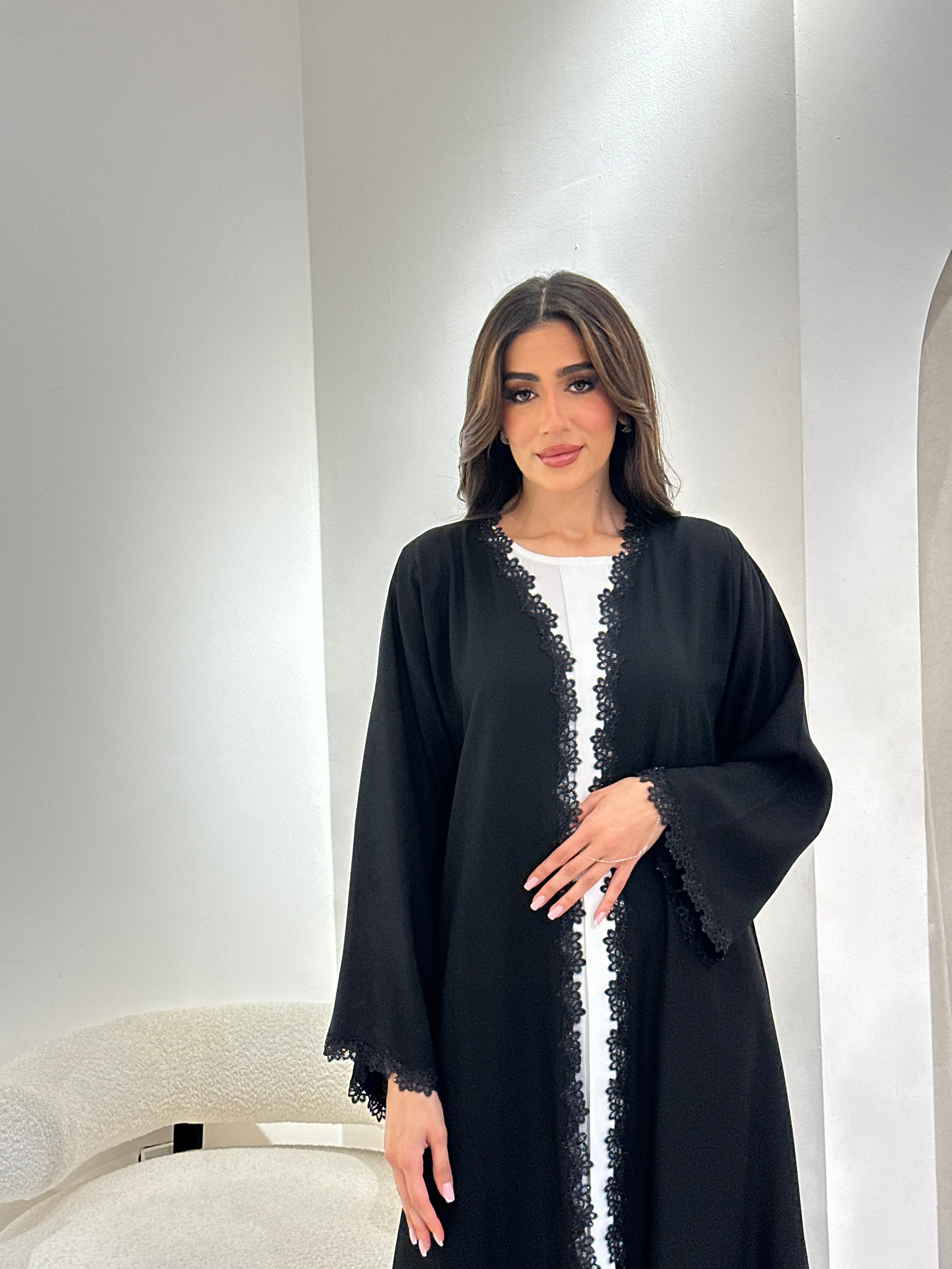 C 0970 Black Lace Abaya