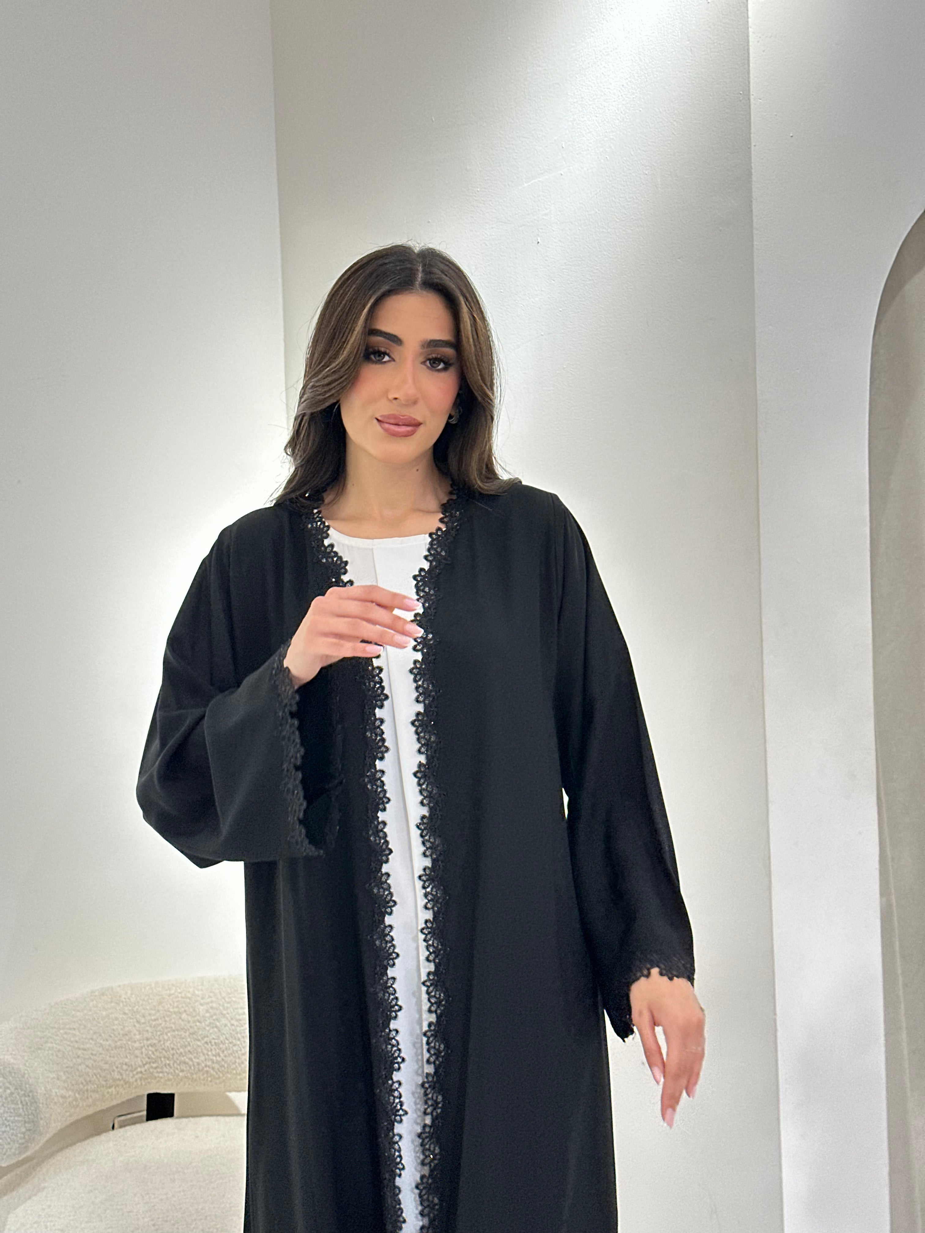 C 0970 Black Lace Abaya