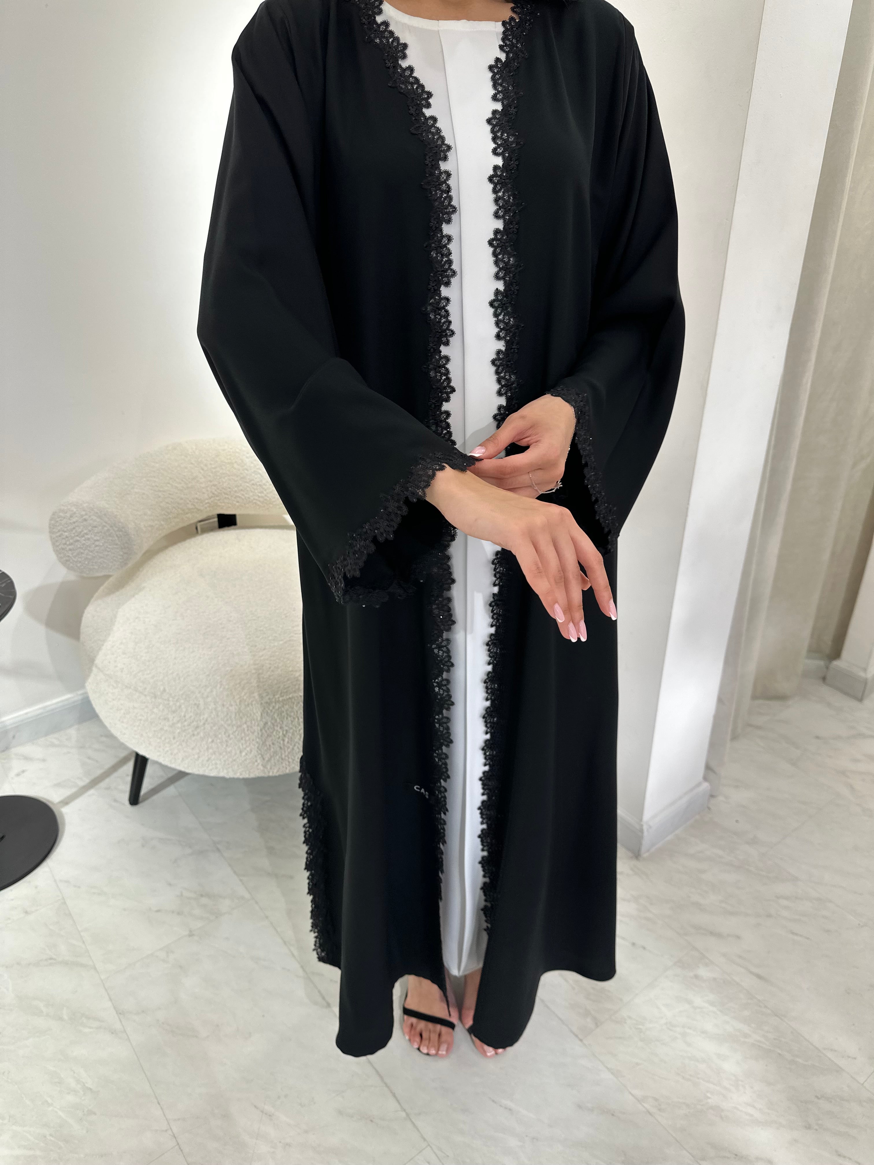 C 0970 Black Lace Abaya