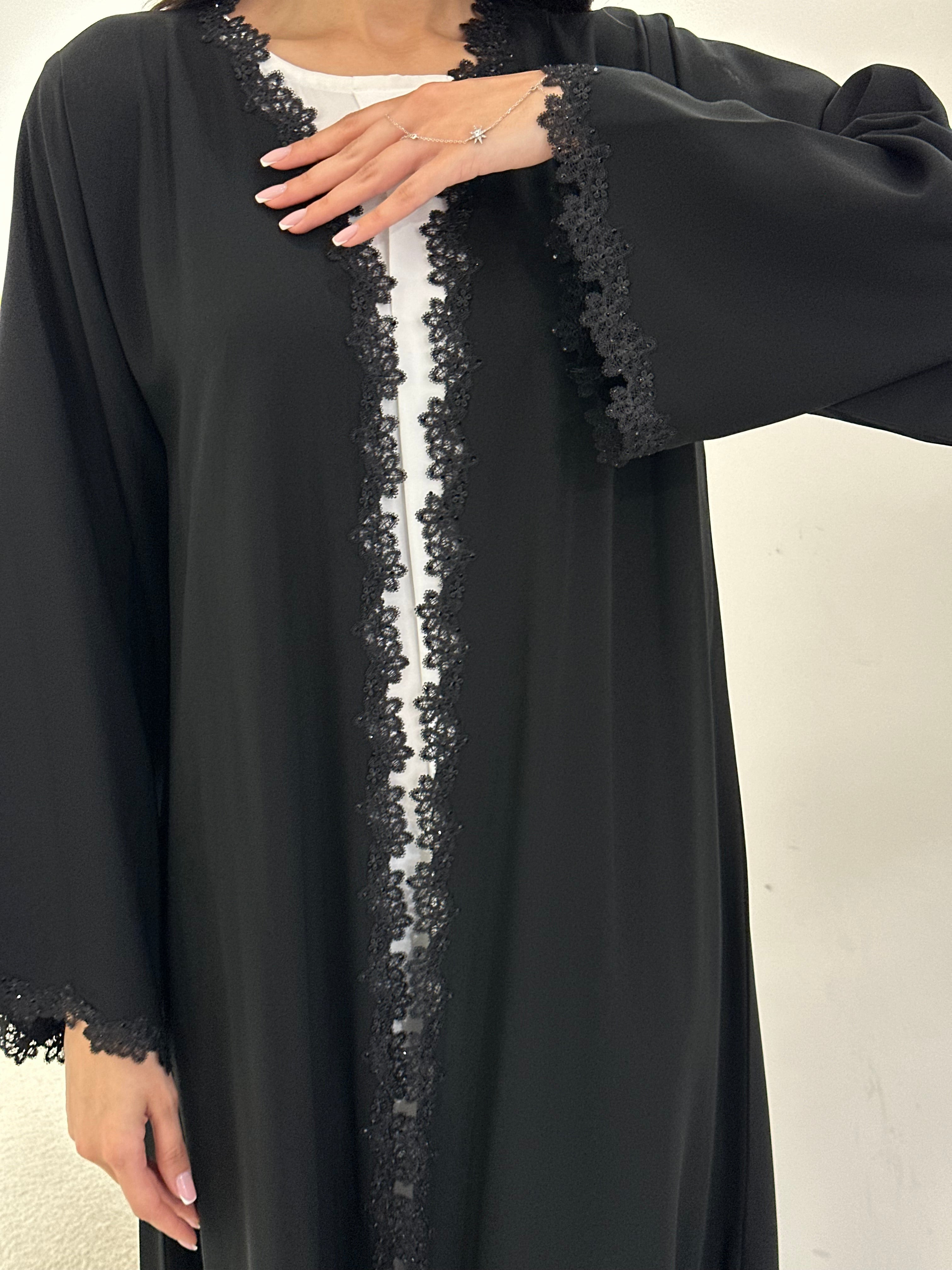 C 0970 Black Lace Abaya