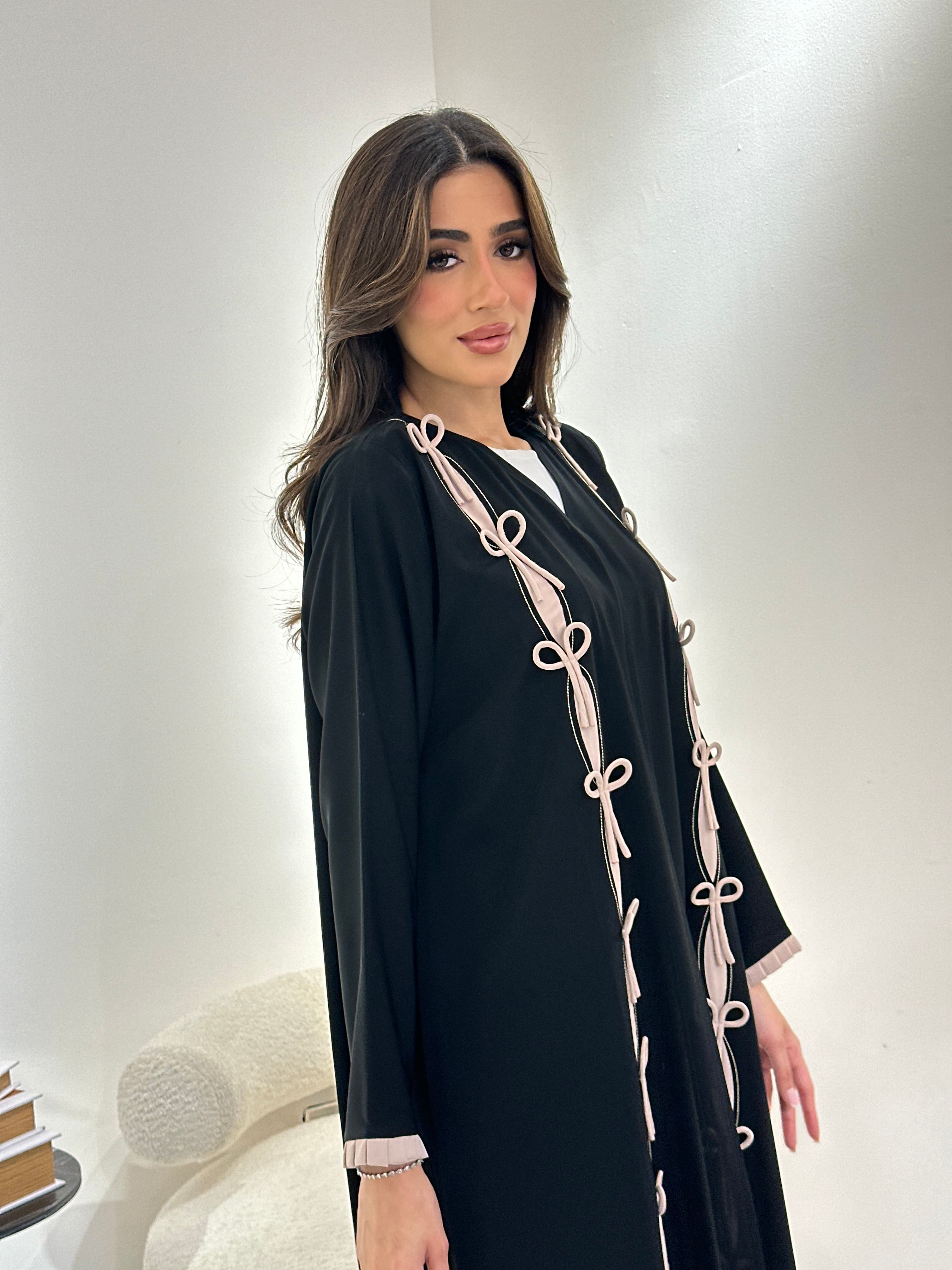 C RTW 0973 Black Bow Abaya