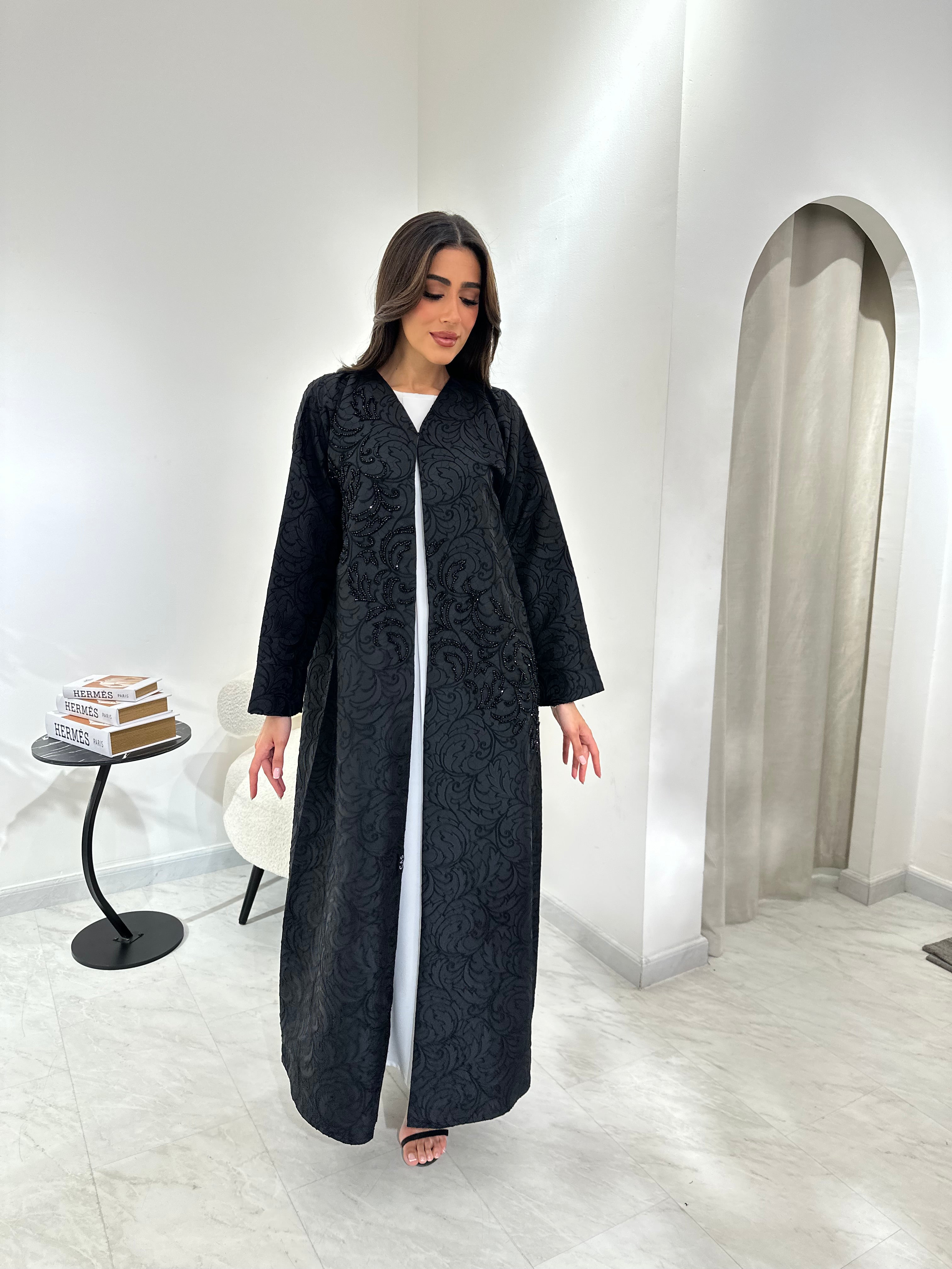 C 0974 Black Beaded Abaya