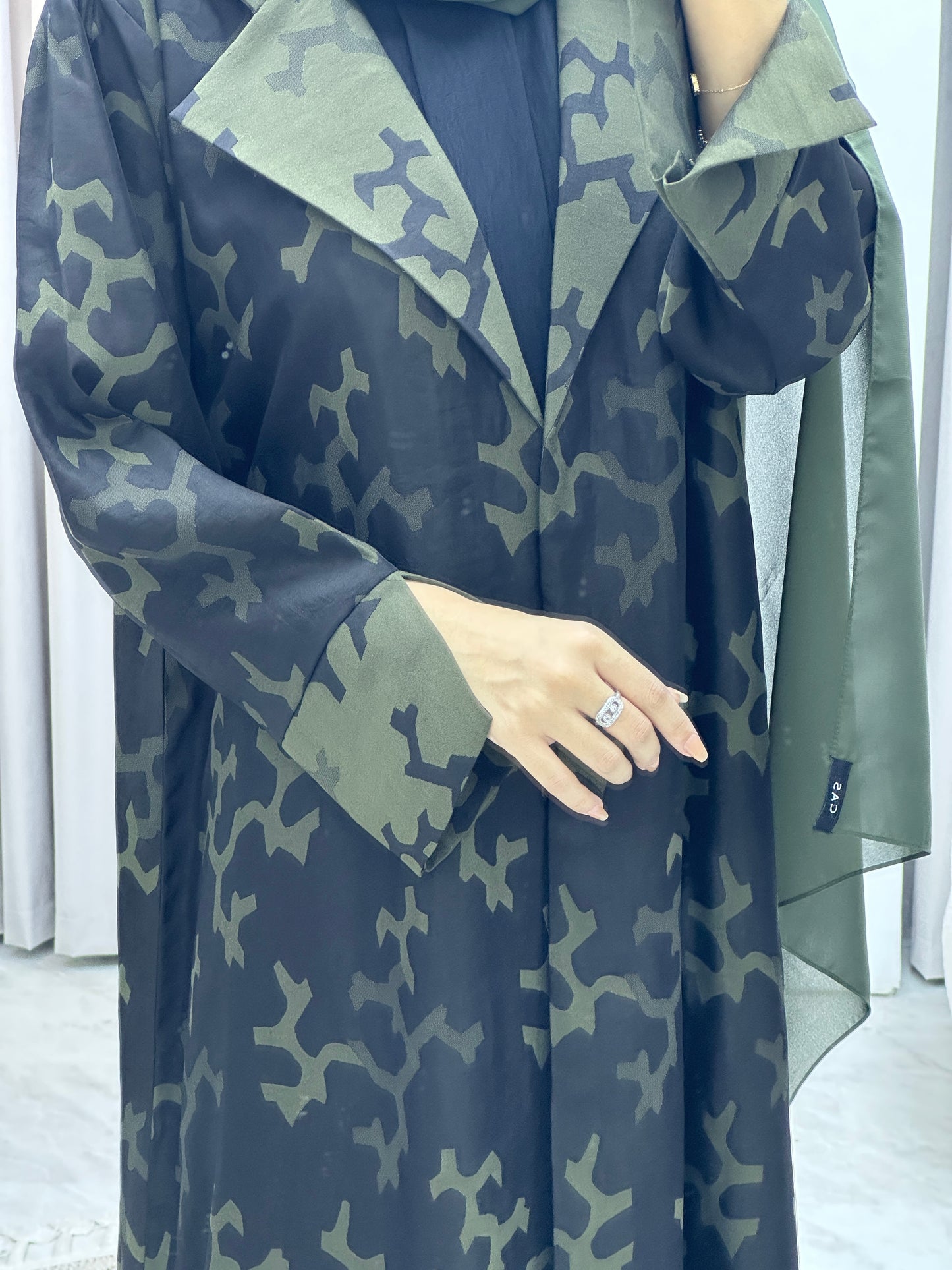 C Web Winter Green Coat Abaya
