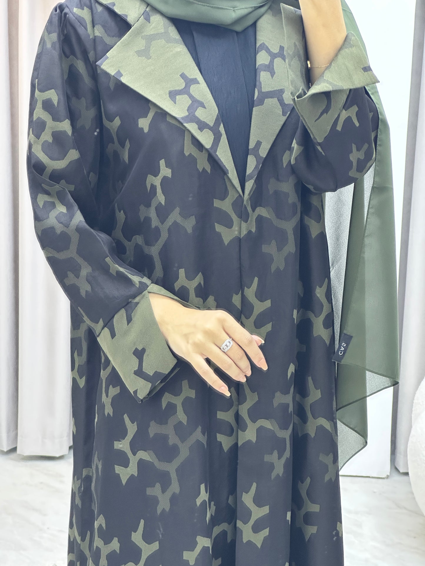 C Web Winter Green Coat Abaya