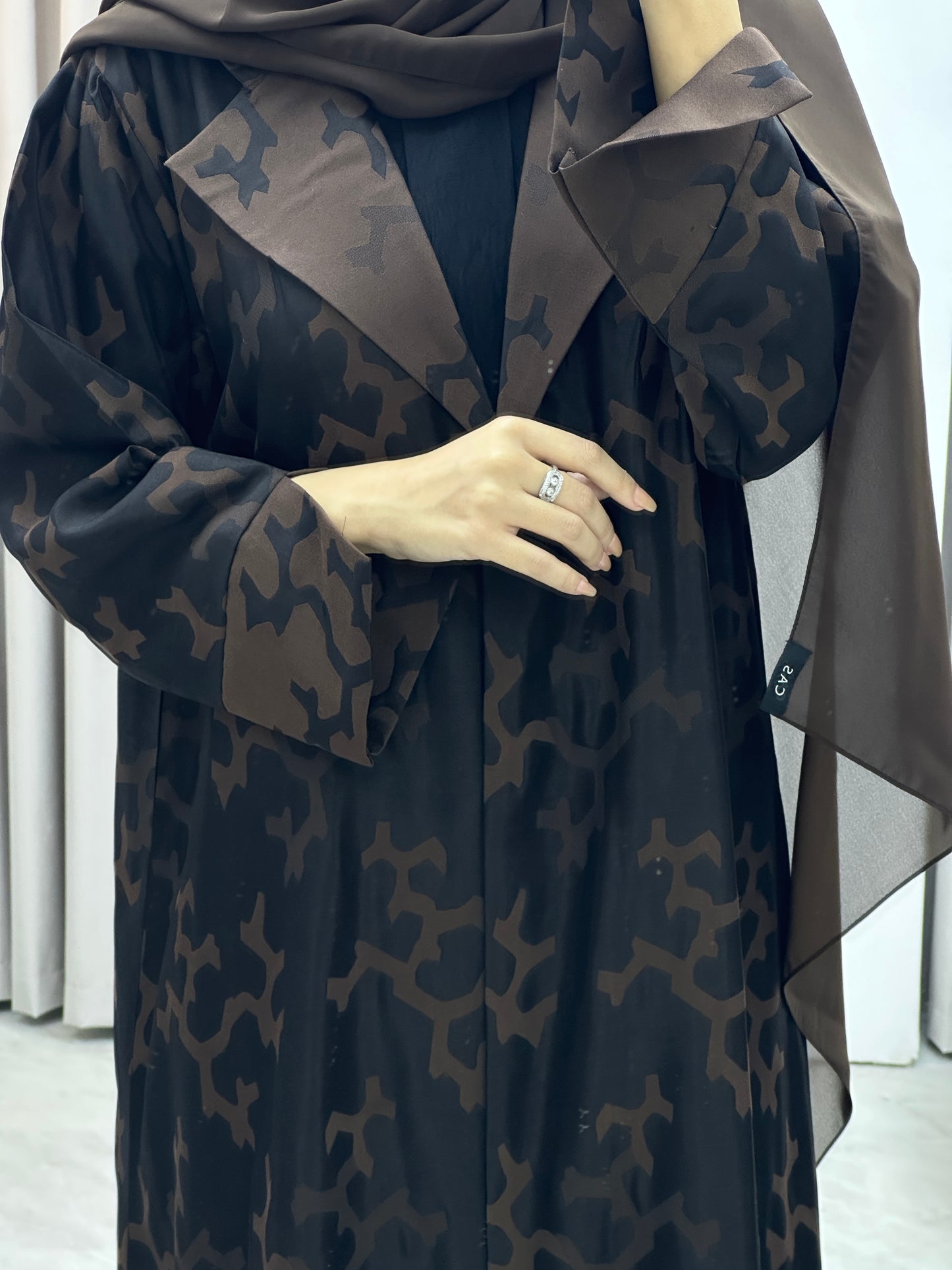 C Web Winter Brown Coat Abaya