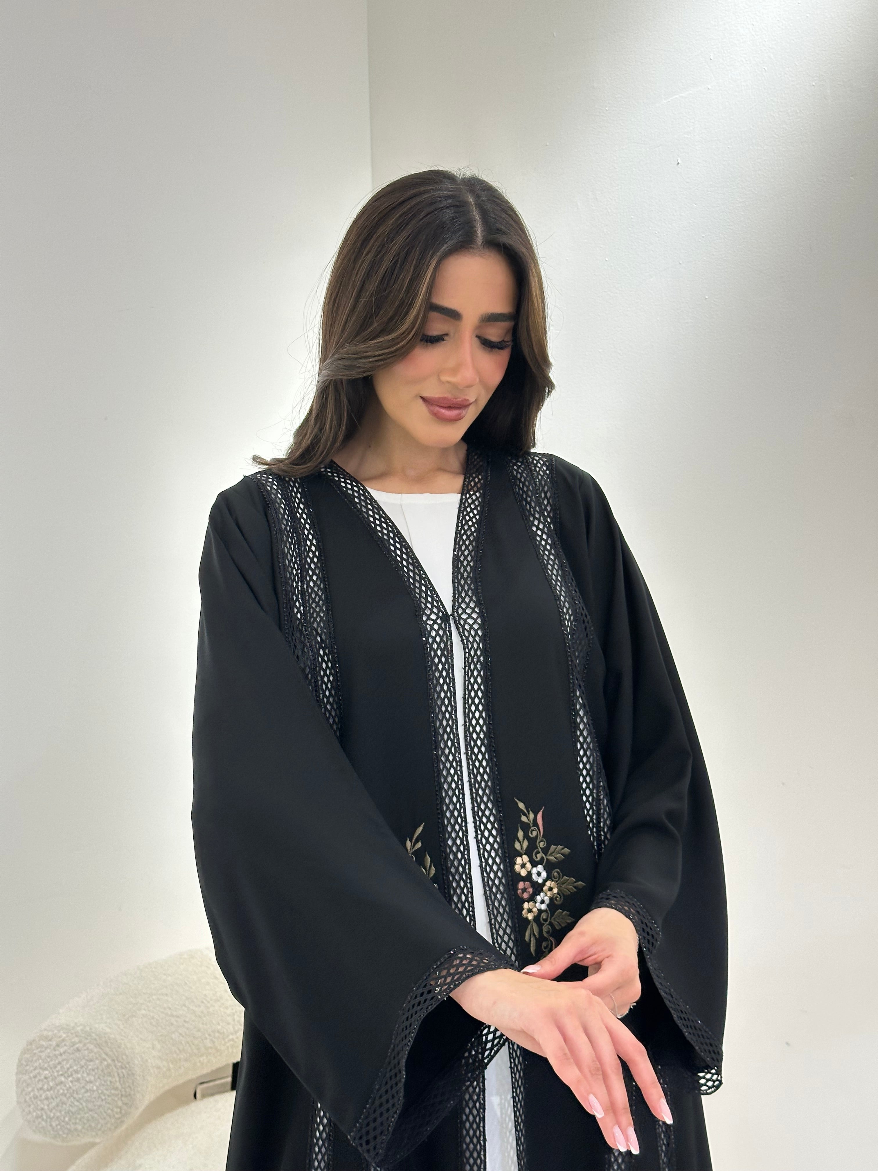 C 0977 Black Lace Abaya