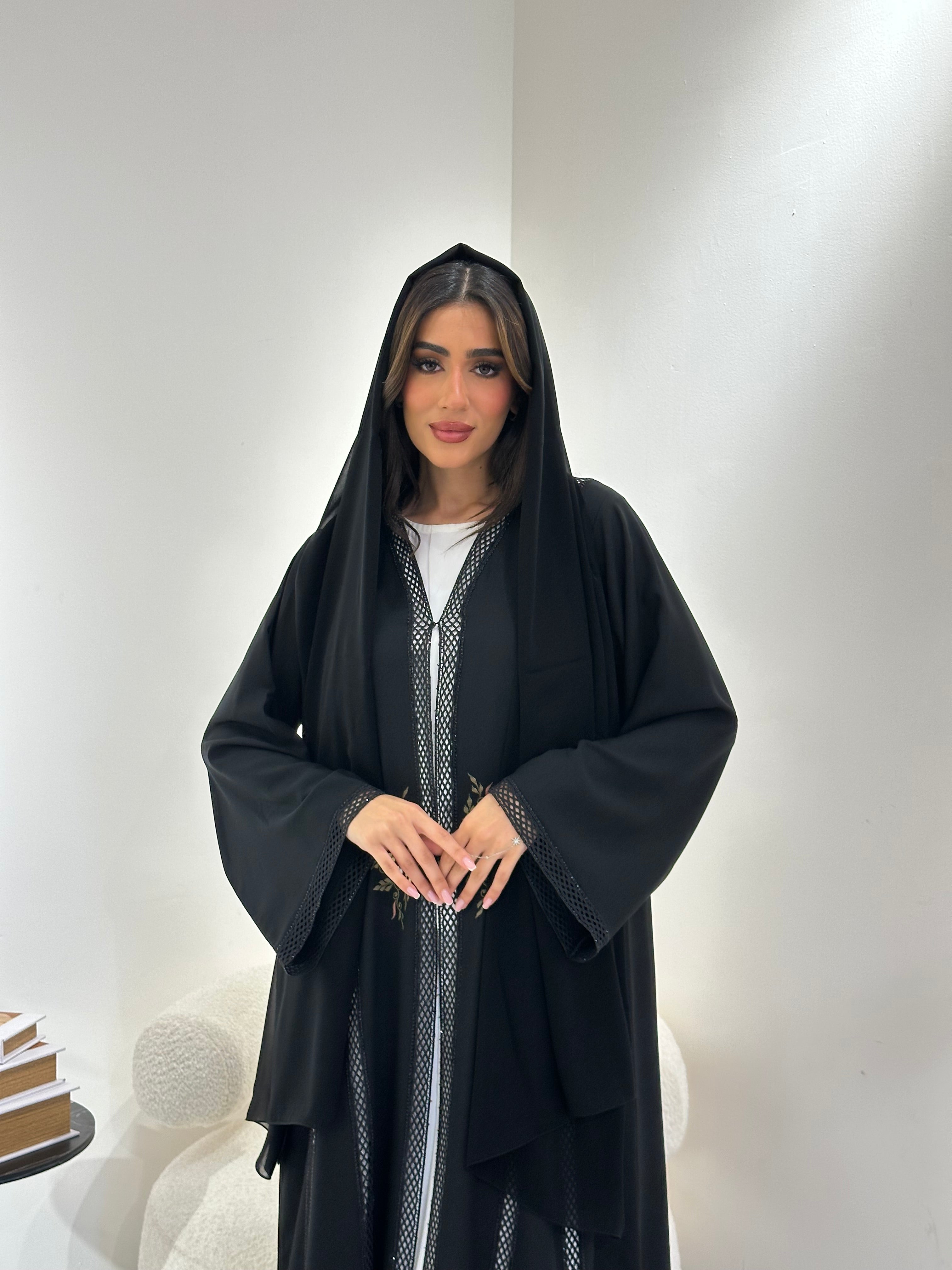 C 0977 Black Lace Abaya
