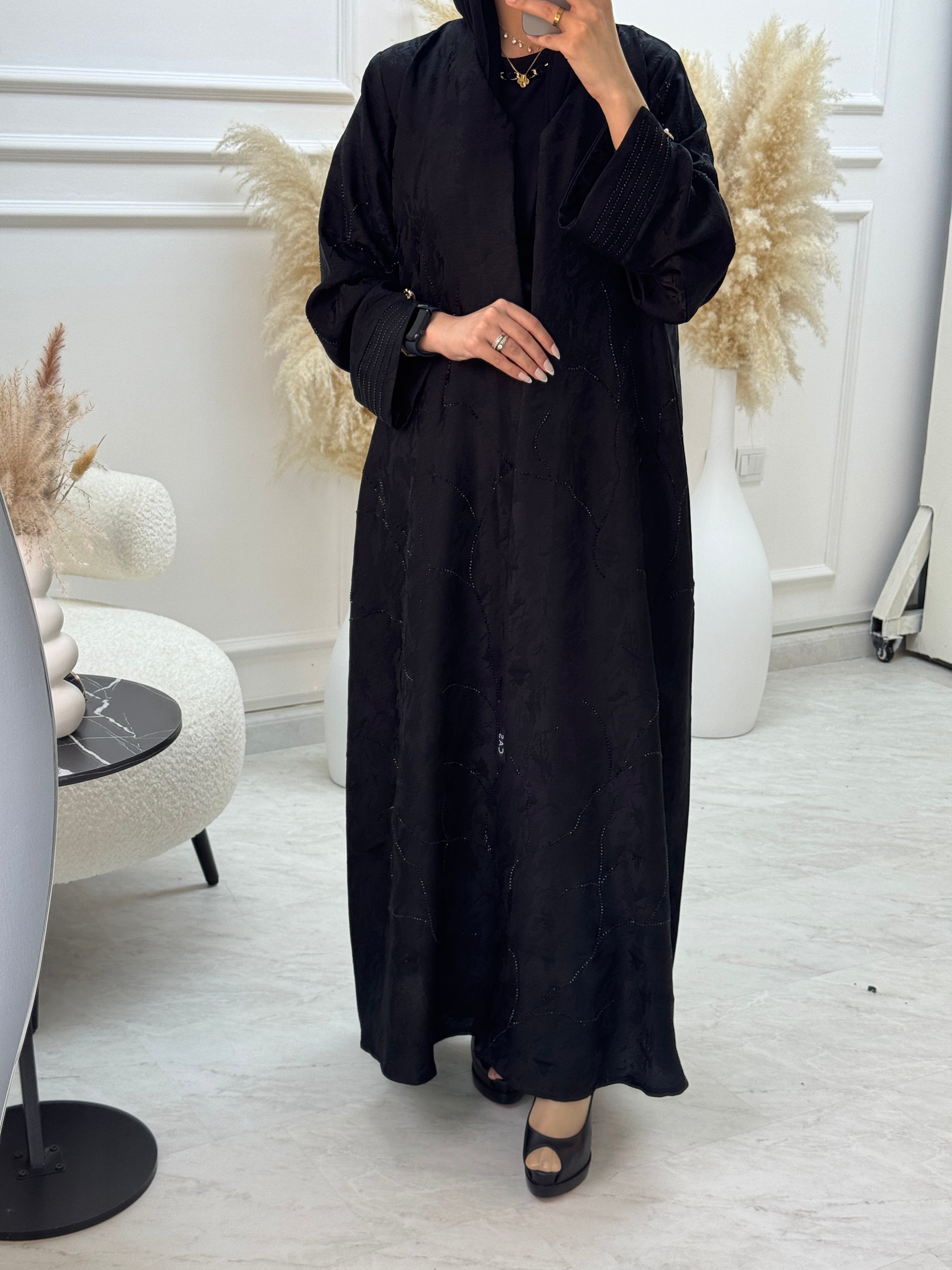 C 1061 Black Beaded Abaya