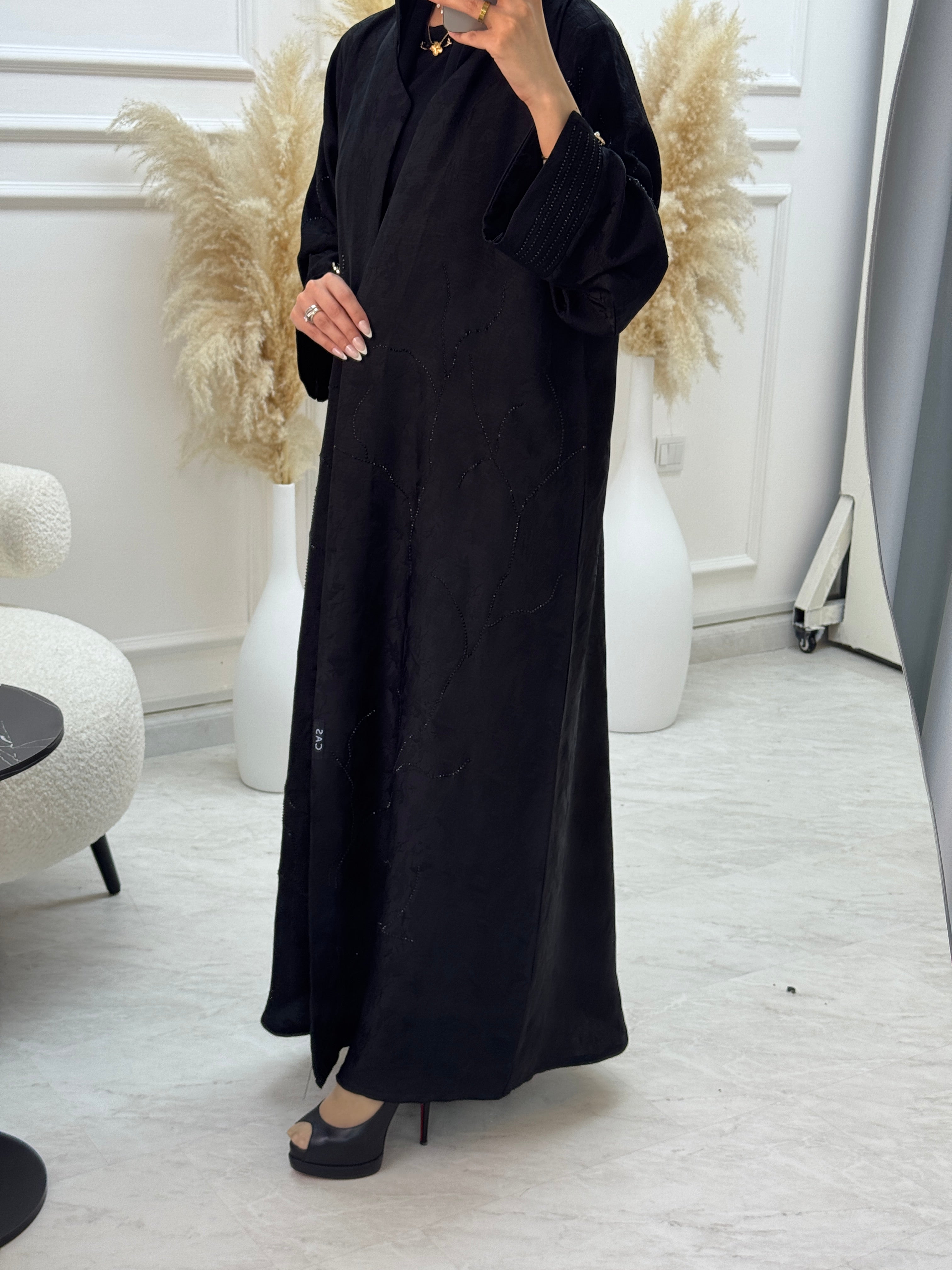 C 1061 Black Beaded Abaya