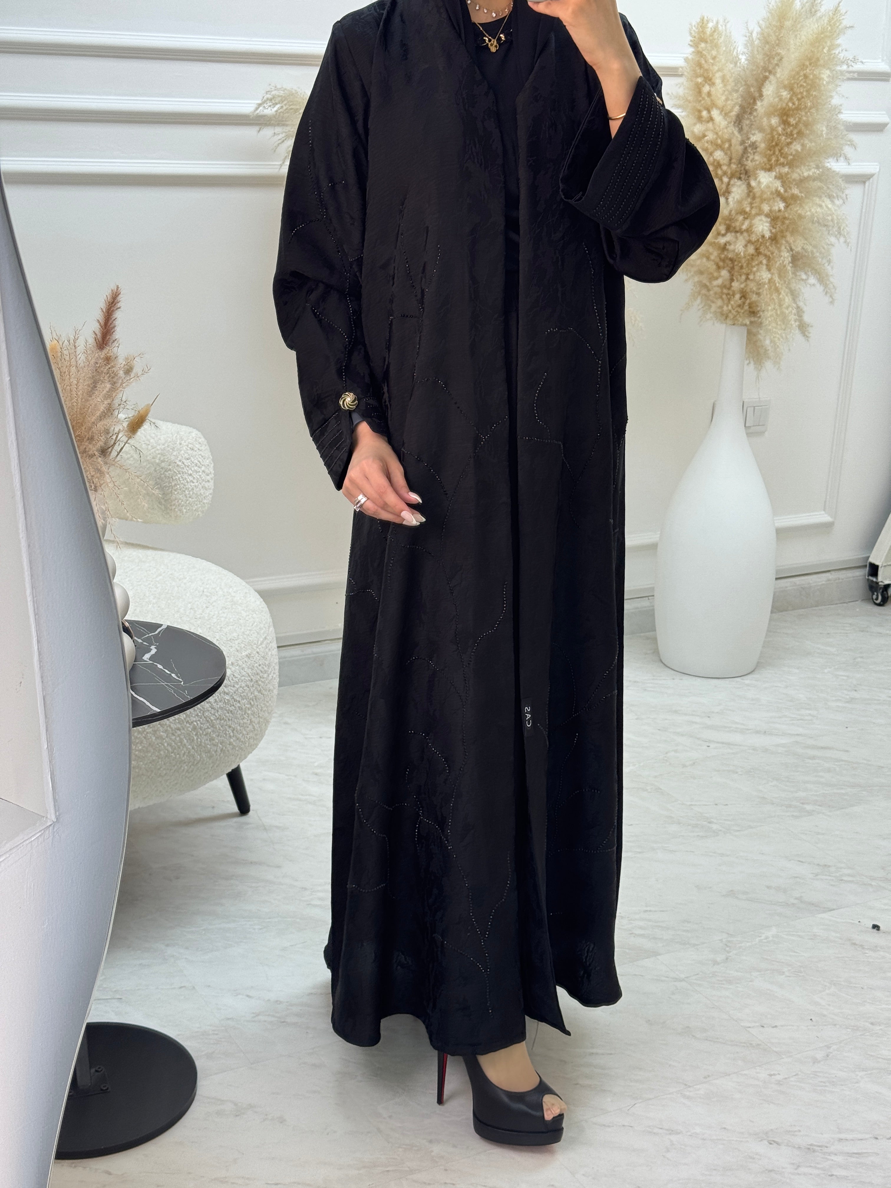 C 1061 Black Beaded Abaya