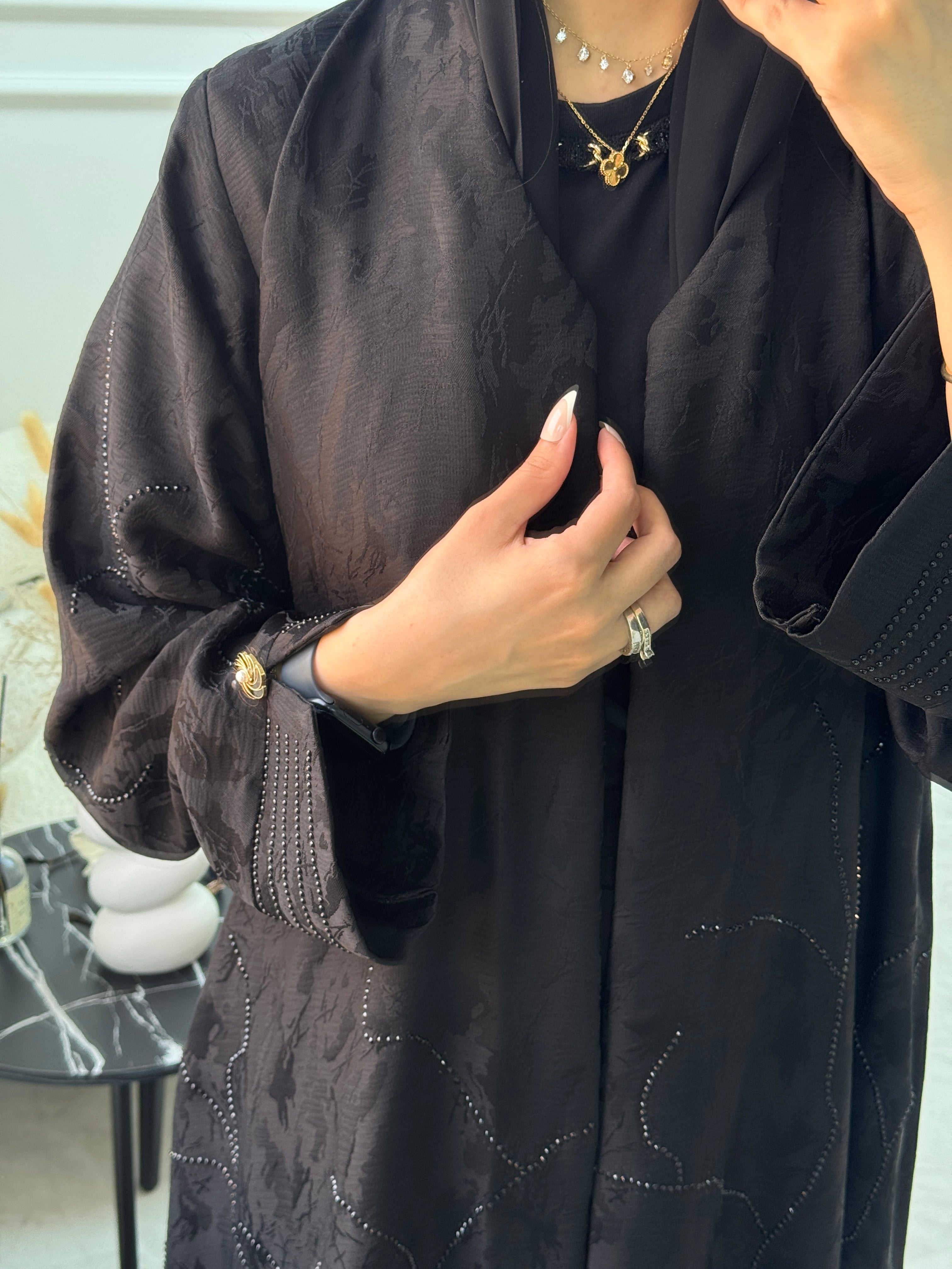 C 1061 Black Beaded Abaya
