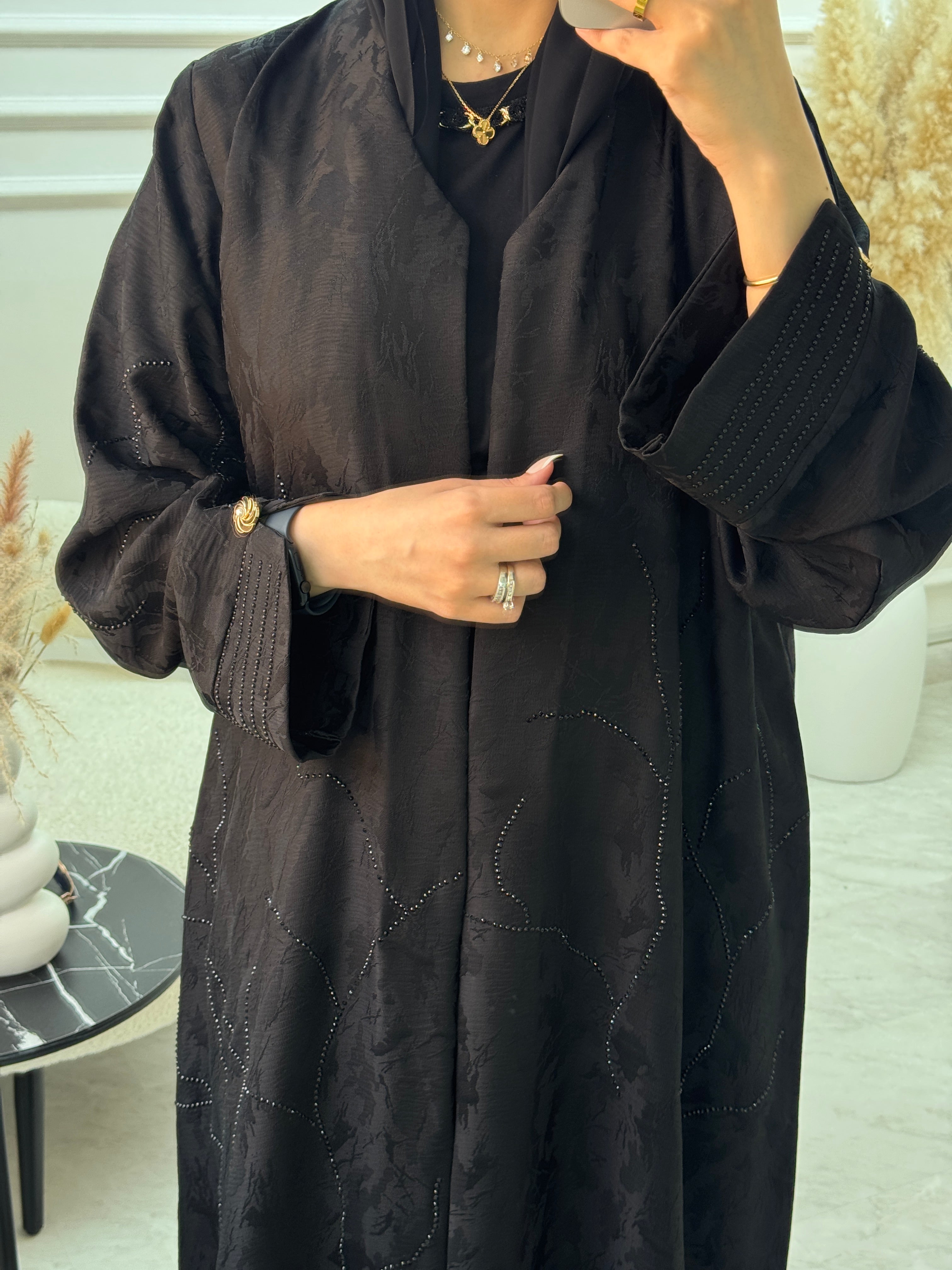C 1061 Black Beaded Abaya