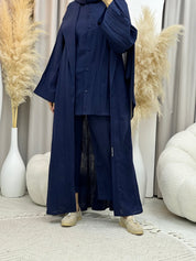 C 0008 - 01 Blue Summer Pleated Linen Travel Set