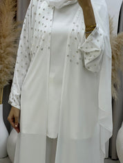 C 0016 Silver White Bisht Eid Abaya