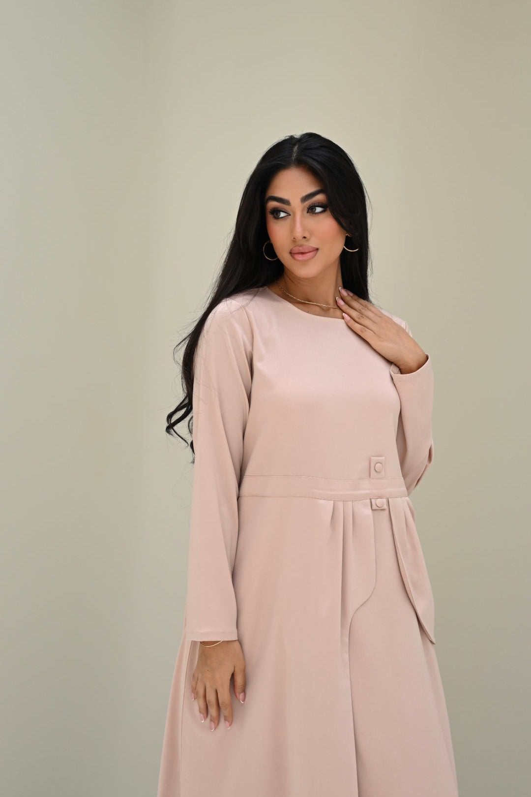 C 002 Beige Under Abaya Dress