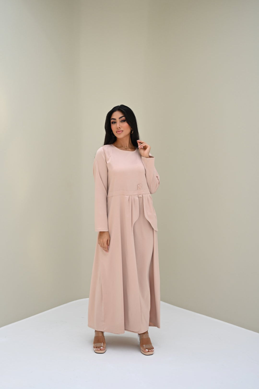 C 002 Beige Under Abaya Dress