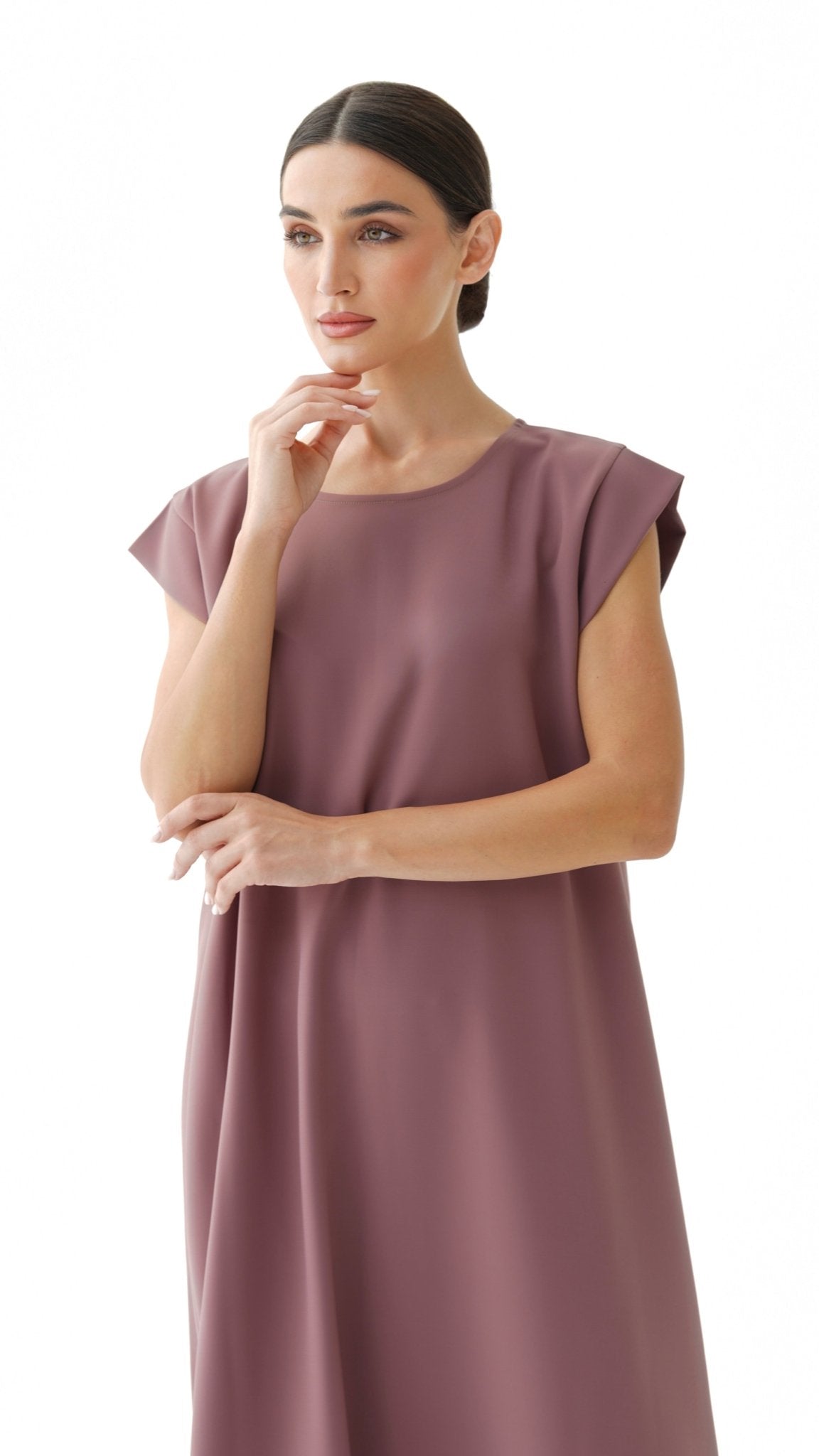 C 005 - 10 Premium Dark Rose Under Abaya Dress