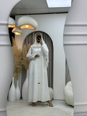 C 0075 White Lace Abaya