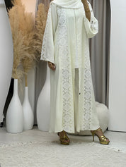 C 0087 Off White Lace Abaya