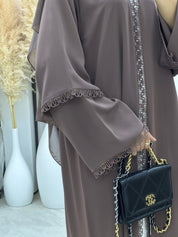 C 0114 Brown Lace Abaya