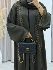 C 0124 Olive Lace Abaya