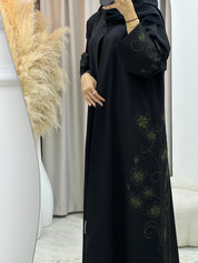 C 0132 Black Green Abaya