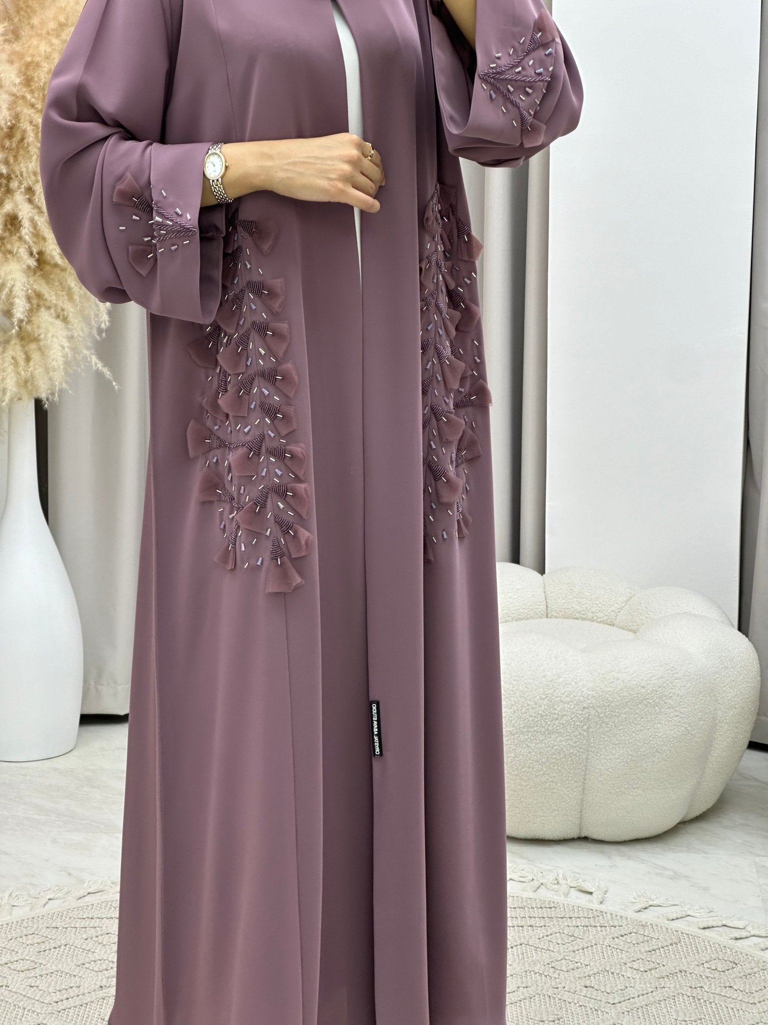 fitted lace wedding dress DC2408PRL Exclusive Haute Couture- Autumn Luxe Velvet Purple Abaya –  Moonlight Concept