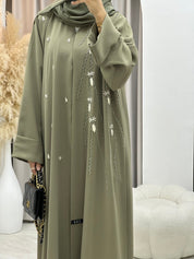 C 0173 Light Green Beaded Abaya