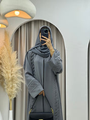 C 0200 Zigzag Grey Abaya