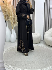 C 0269 Deep Brown Embroidered Abaya