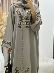 C 0282 Tan Embroidery Abaya