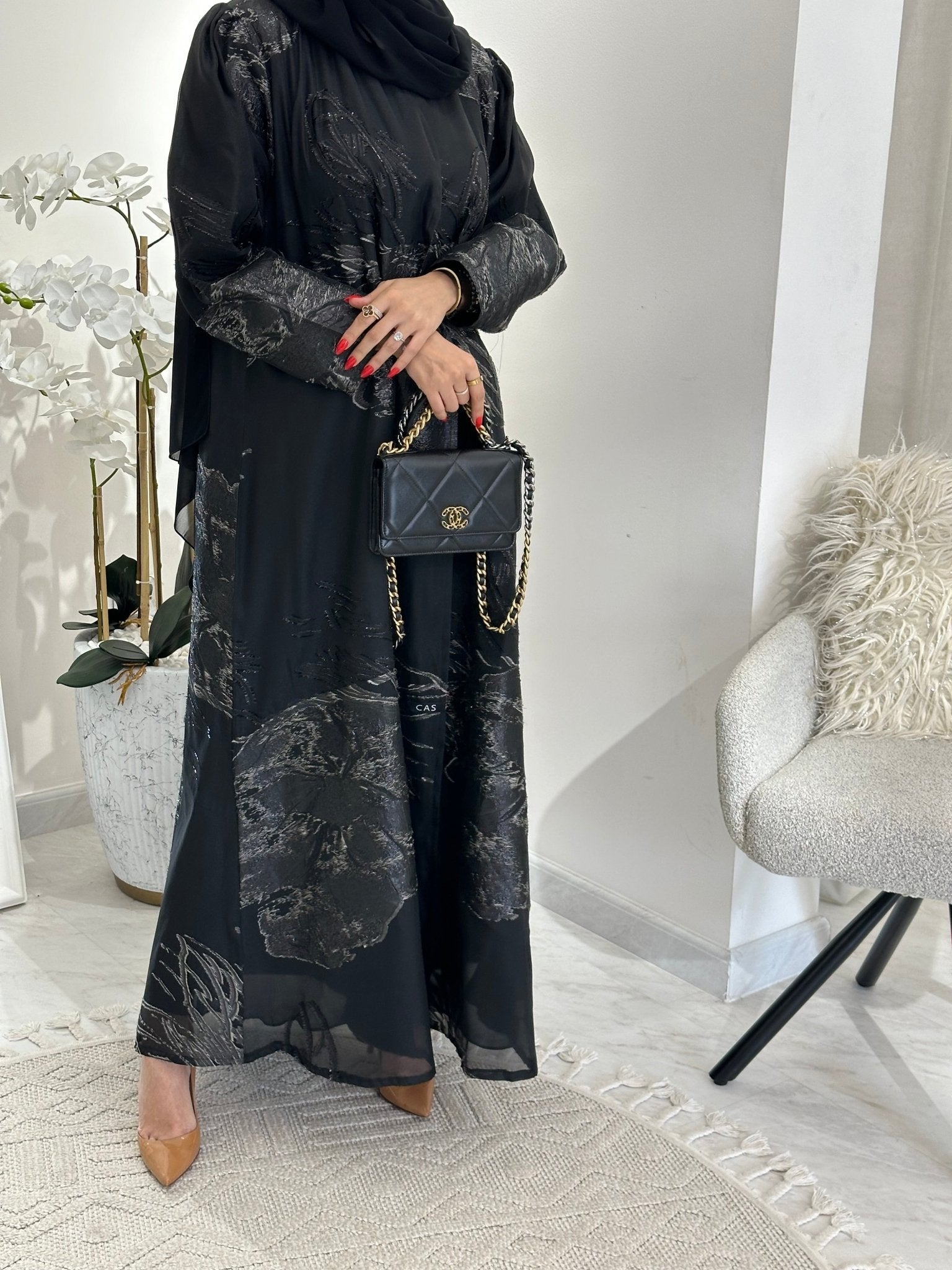 C 0345 - 03 Grey Organza Abaya
