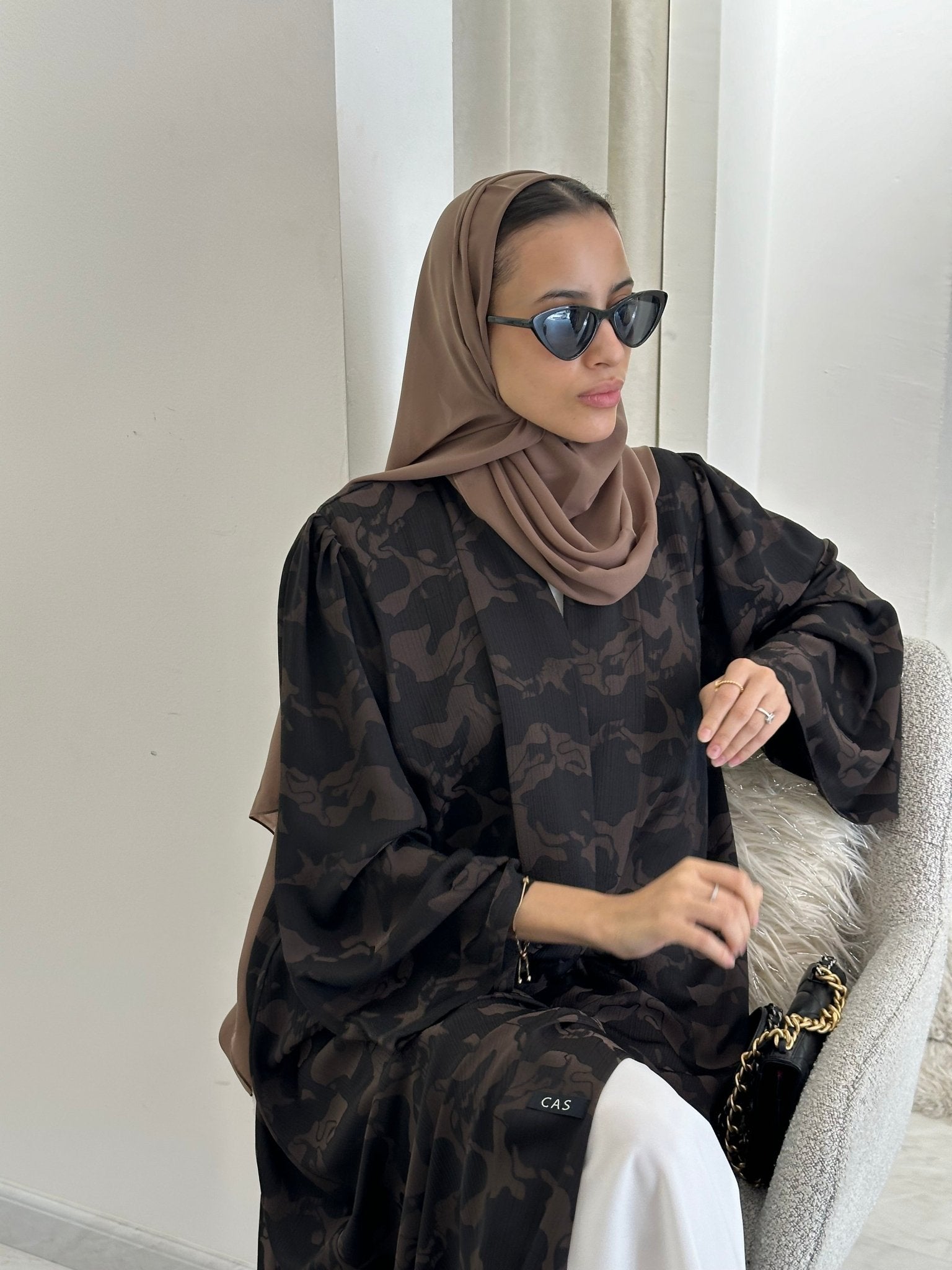 C 0367 - 01 Brown Army Printed Abaya