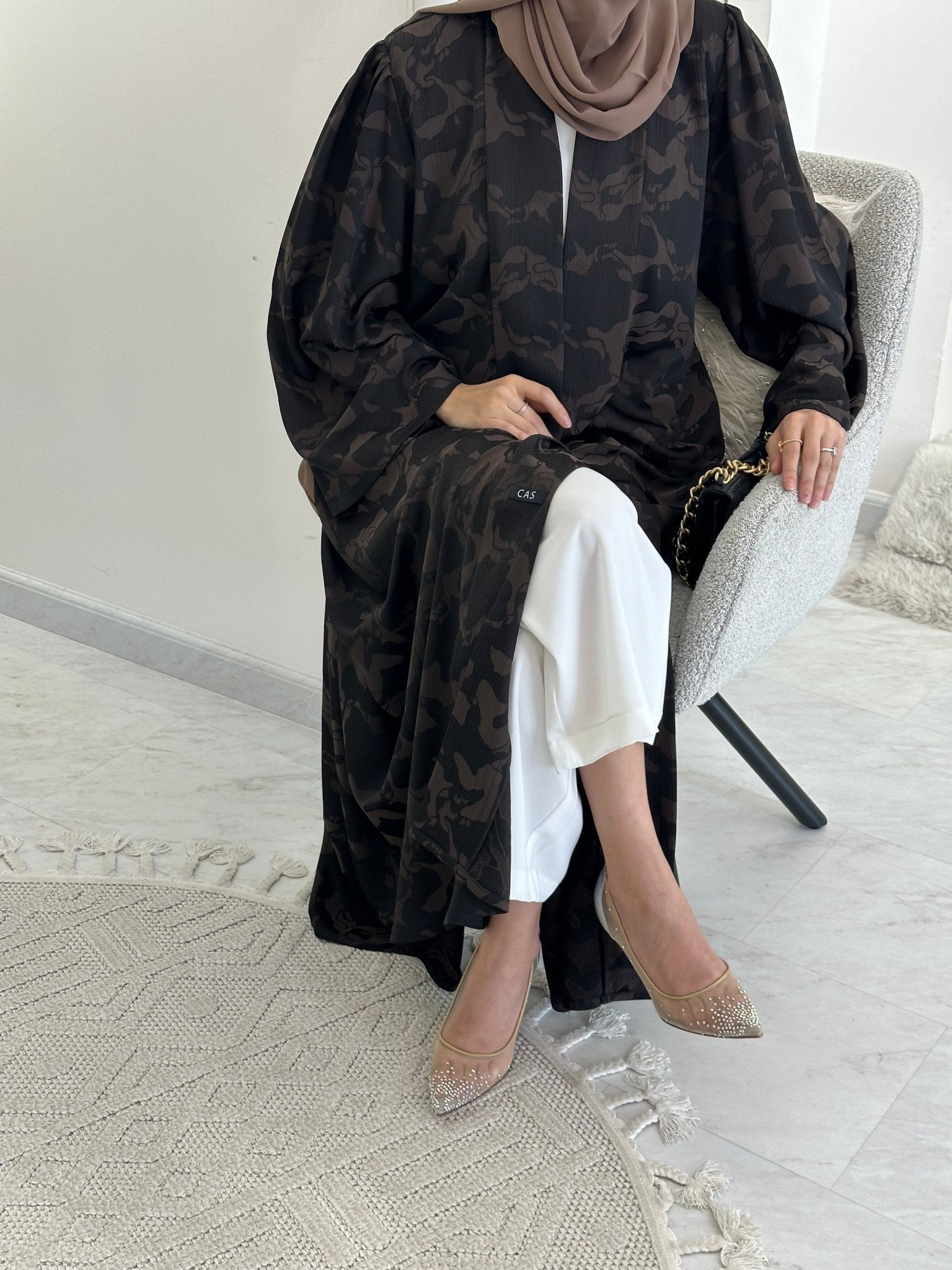 C 0367 - 01 Brown Army Printed Abaya