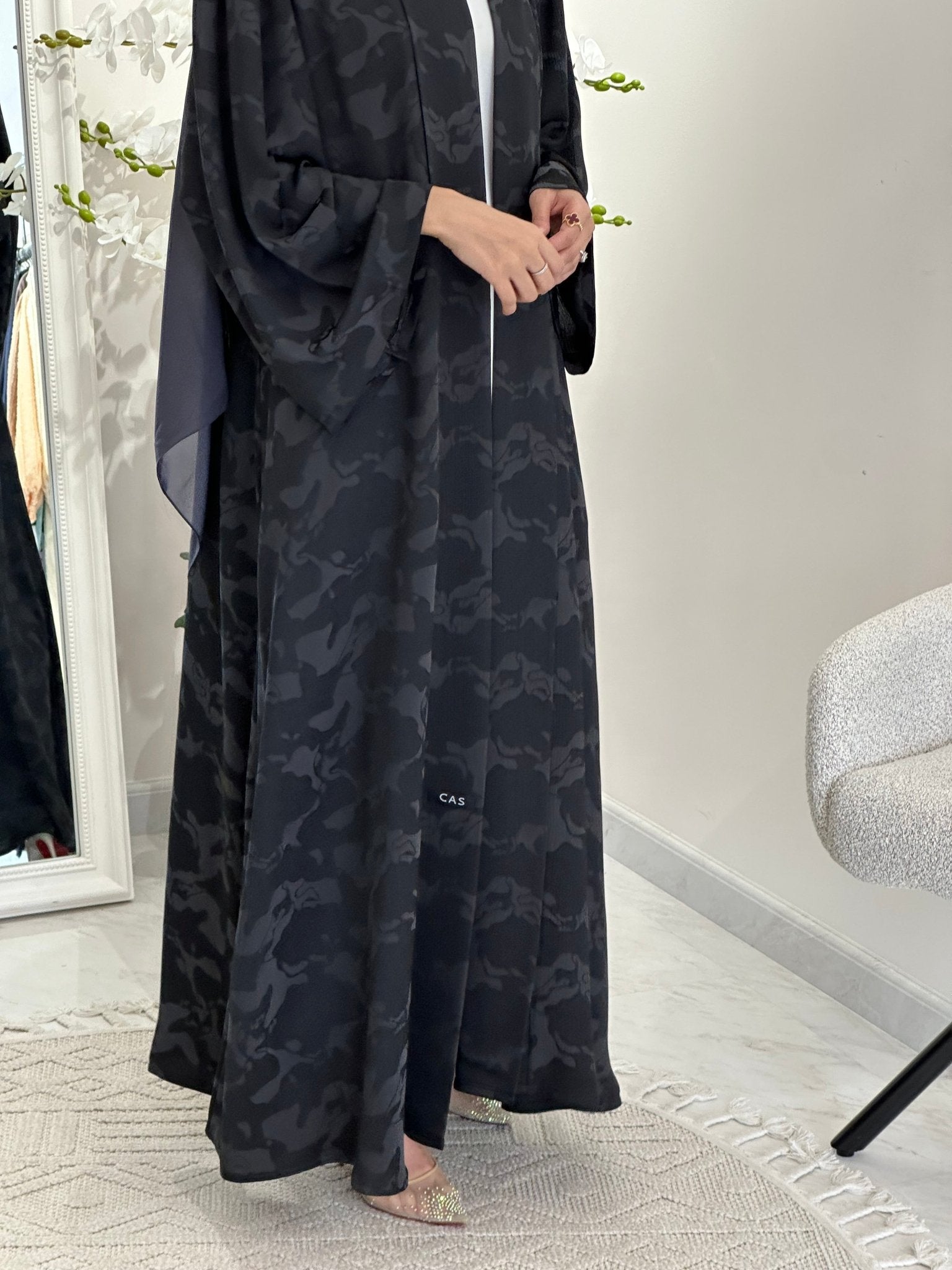 C 0367 - 02 Dark Grey Army Printed Abaya