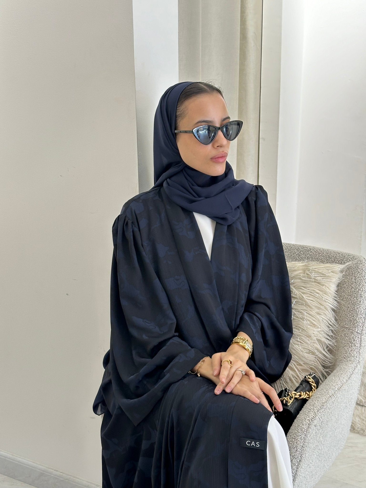 C 0367 - 03 Navy Blue Army Printed Abaya