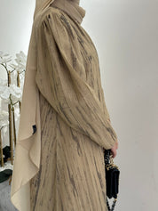C 0369 - 01 Beige Printed Abaya